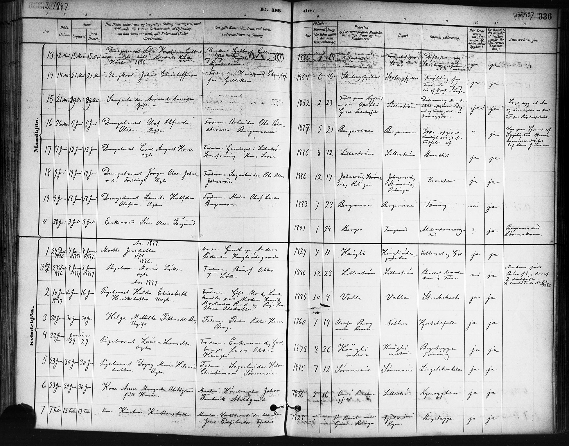 Skedsmo prestekontor Kirkebøker, AV/SAO-A-10033a/G/Ga/L0004: Klokkerbok nr. I 4, 1883-1895, s. 336