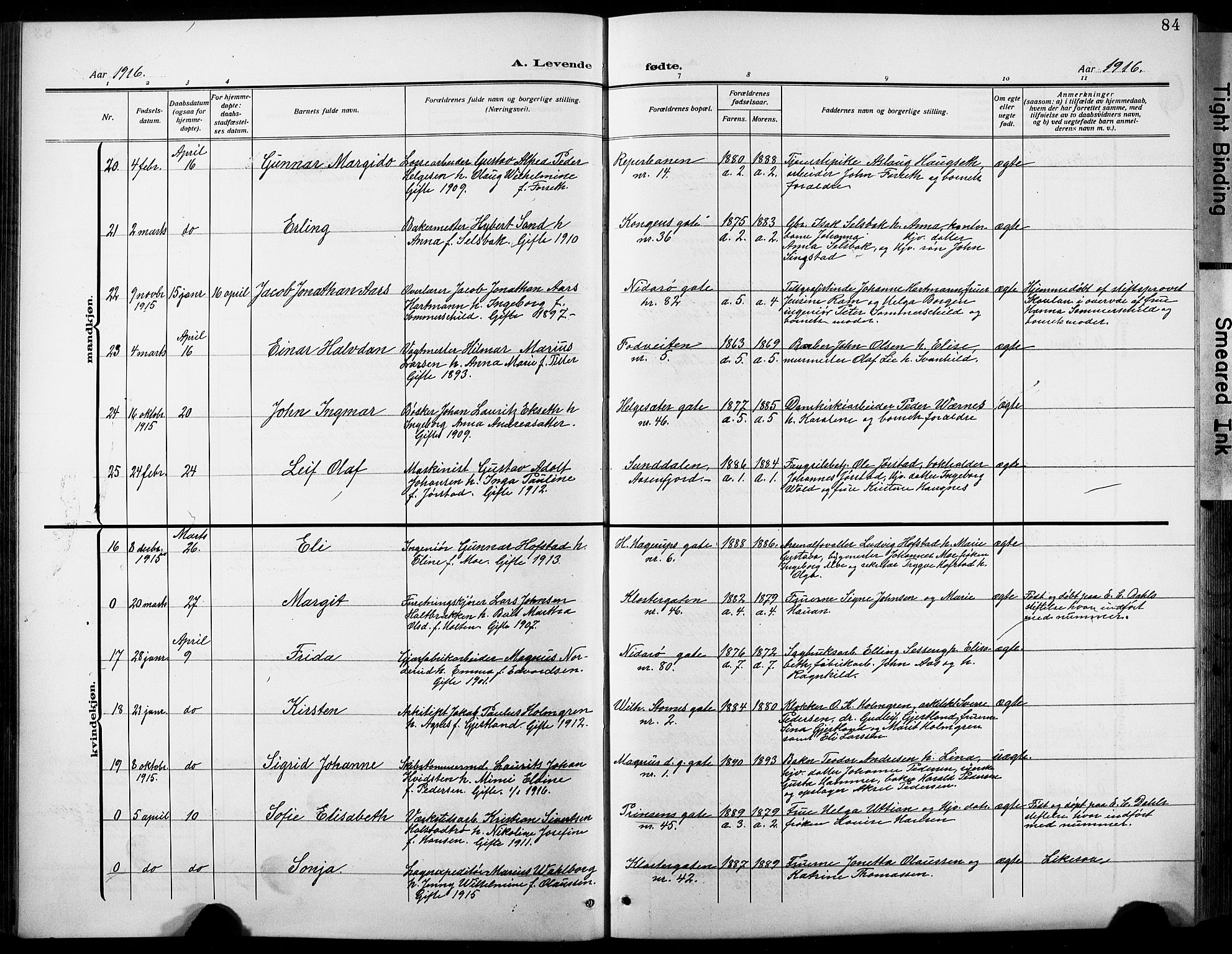 Ministerialprotokoller, klokkerbøker og fødselsregistre - Sør-Trøndelag, SAT/A-1456/601/L0096: Klokkerbok nr. 601C14, 1911-1931, s. 84