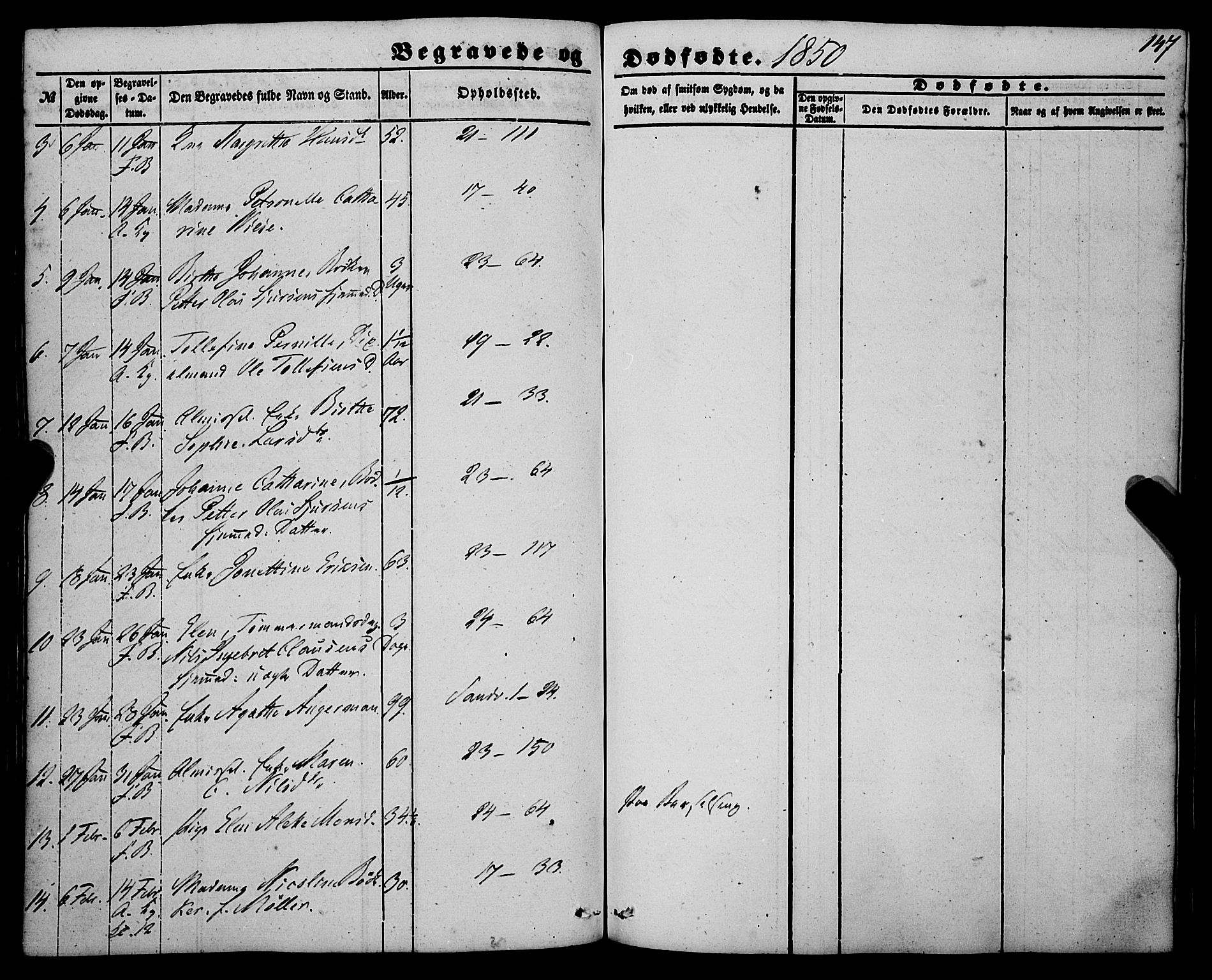 Korskirken sokneprestembete, SAB/A-76101/H/Haa: Ministerialbok nr. E 2, 1848-1862, s. 147