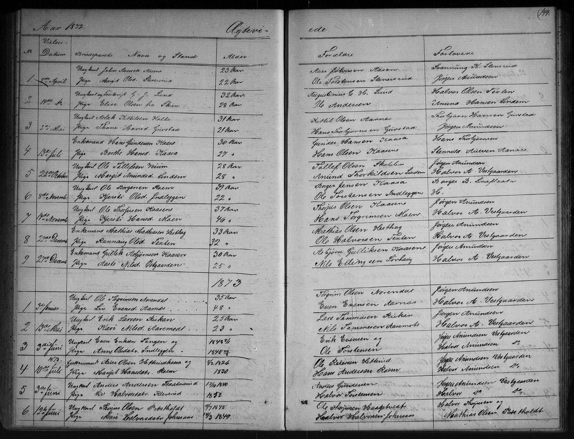 Sauherad kirkebøker, AV/SAKO-A-298/G/Gb/L0002: Klokkerbok nr. II 2, 1866-1897, s. 144