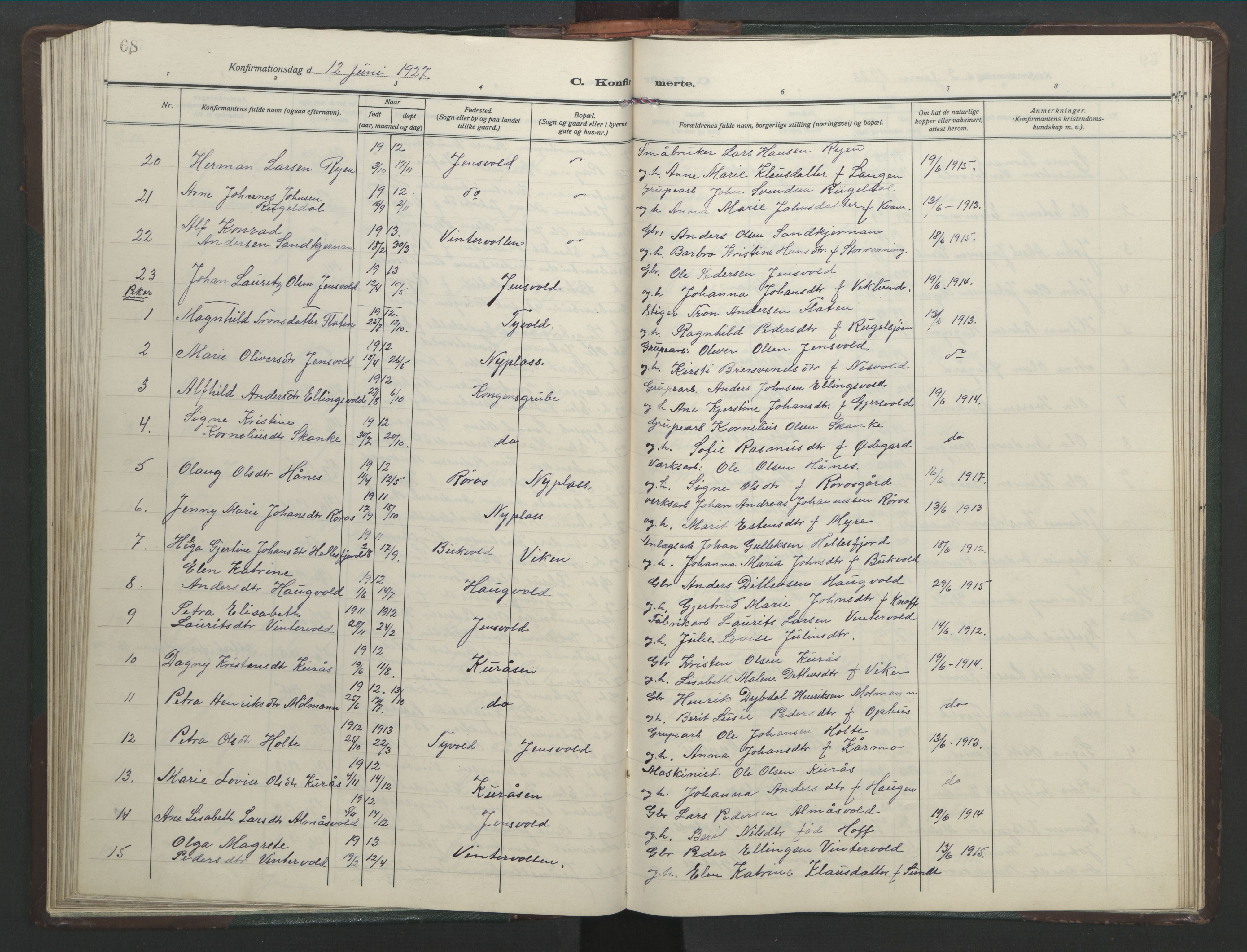 Ministerialprotokoller, klokkerbøker og fødselsregistre - Sør-Trøndelag, AV/SAT-A-1456/682/L0947: Klokkerbok nr. 682C01, 1926-1968, s. 68