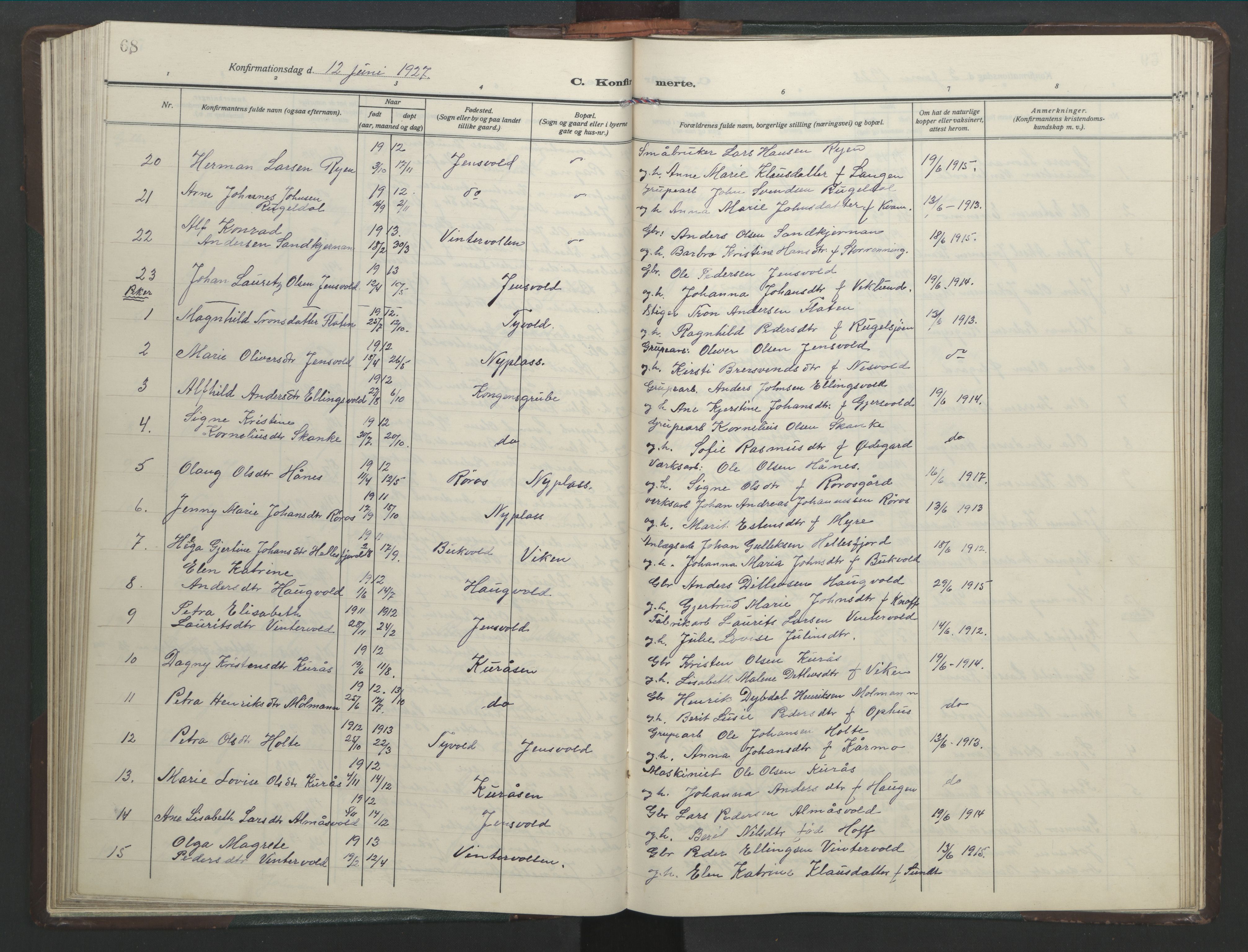 Ministerialprotokoller, klokkerbøker og fødselsregistre - Sør-Trøndelag, SAT/A-1456/682/L0947: Klokkerbok nr. 682C01, 1926-1968, s. 68