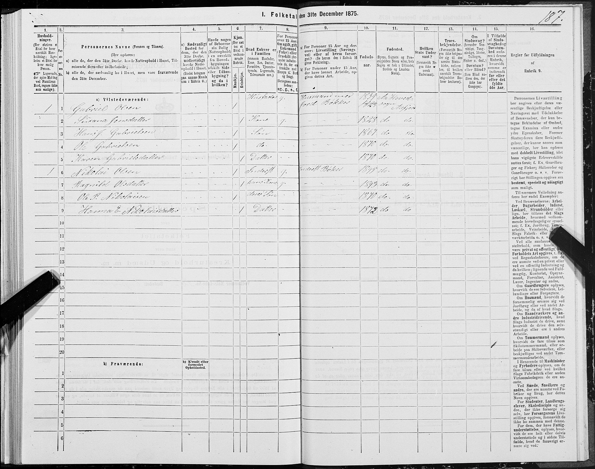 SAT, Folketelling 1875 for 1630P Aafjorden prestegjeld, 1875, s. 1187