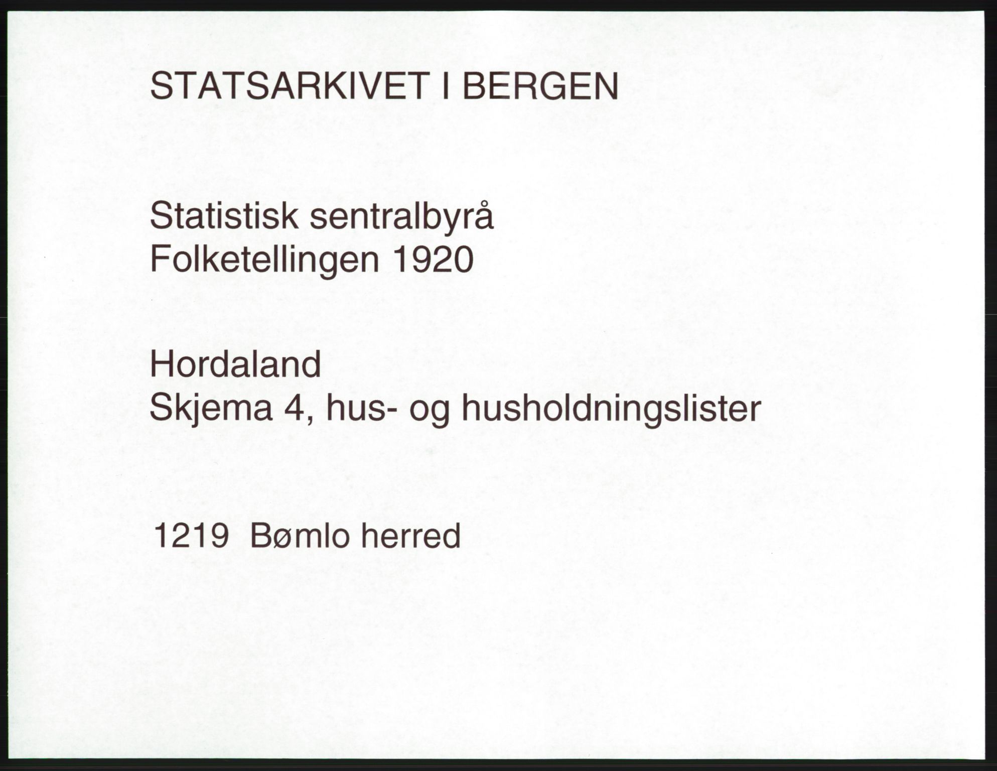 SAB, Folketelling 1920 for 1219 Bømlo herred, 1920, s. 20