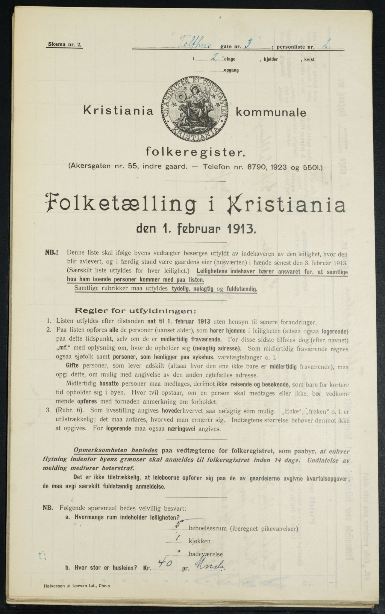 OBA, Kommunal folketelling 1.2.1913 for Kristiania, 1913, s. 107595