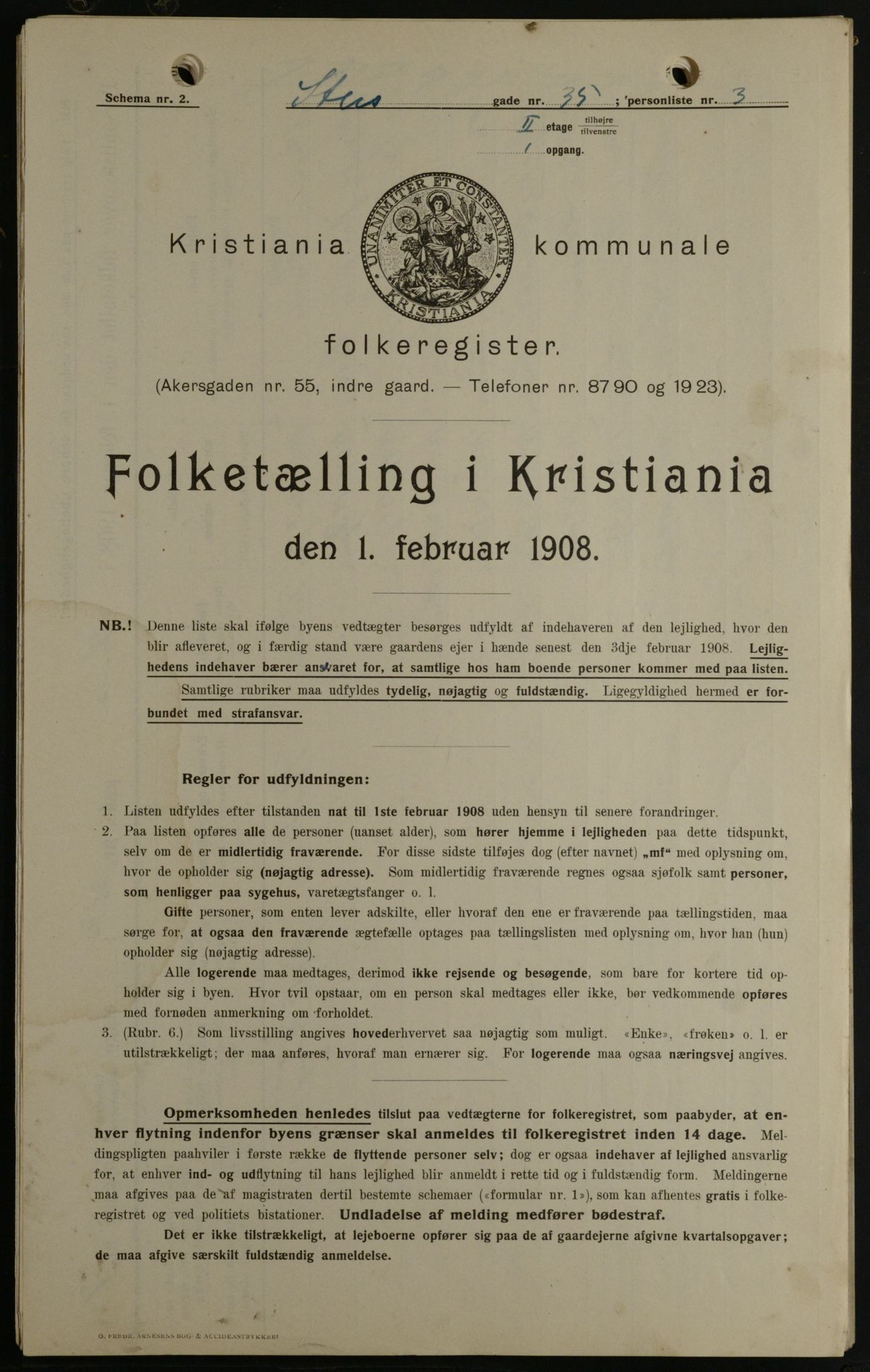 OBA, Kommunal folketelling 1.2.1908 for Kristiania kjøpstad, 1908, s. 91940