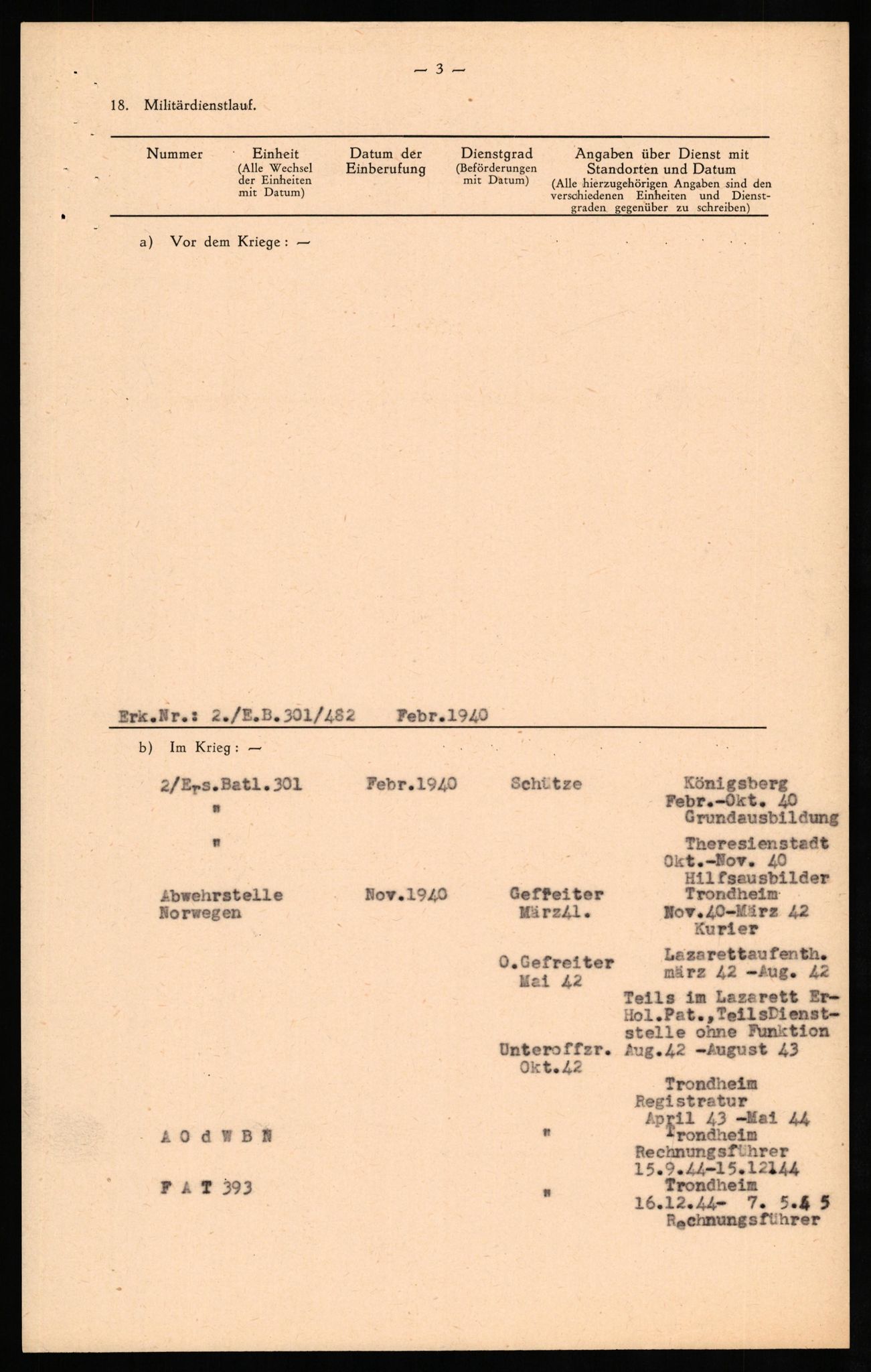 Forsvaret, Forsvarets overkommando II, RA/RAFA-3915/D/Db/L0029: CI Questionaires. Tyske okkupasjonsstyrker i Norge. Tyskere., 1945-1946, s. 439