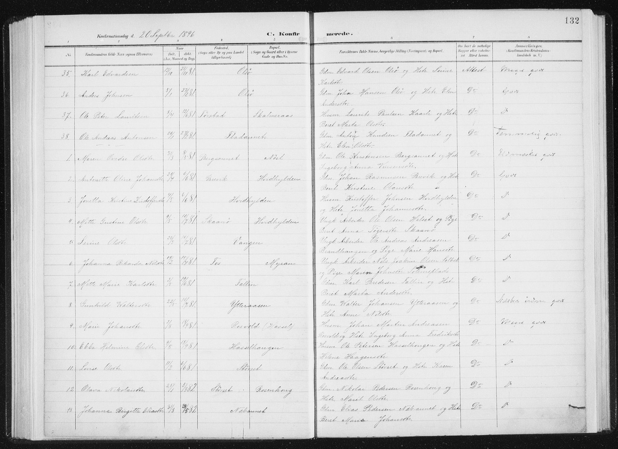 Ministerialprotokoller, klokkerbøker og fødselsregistre - Sør-Trøndelag, SAT/A-1456/647/L0635: Ministerialbok nr. 647A02, 1896-1911, s. 132