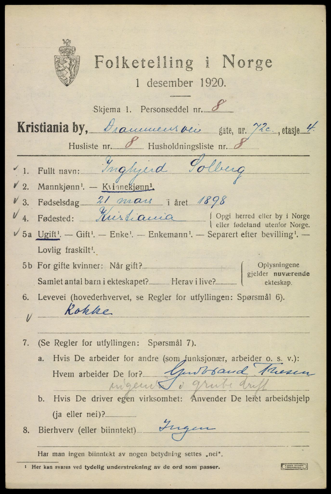 SAO, Folketelling 1920 for 0301 Kristiania kjøpstad, 1920, s. 202449