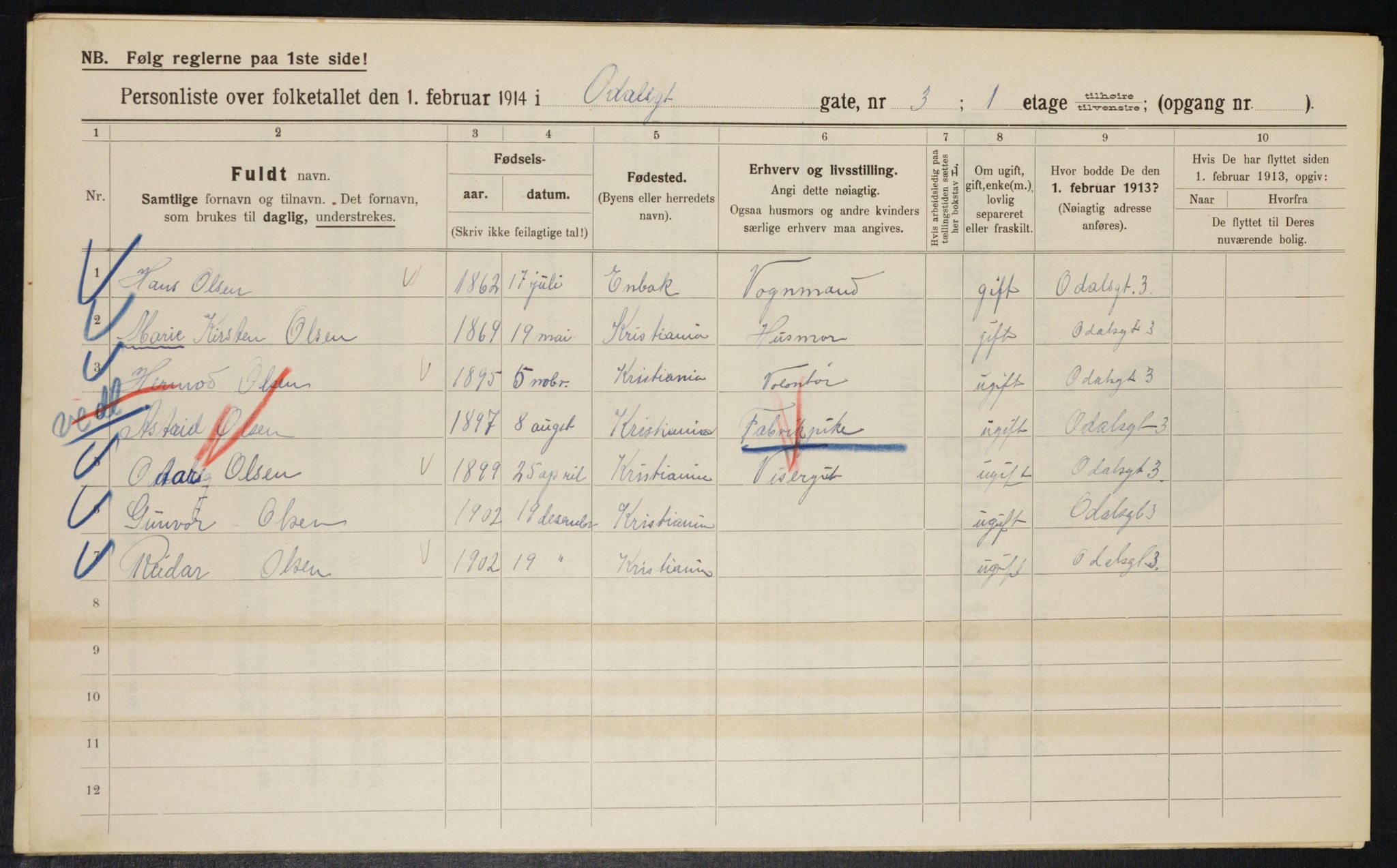 OBA, Kommunal folketelling 1.2.1914 for Kristiania, 1914, s. 74406