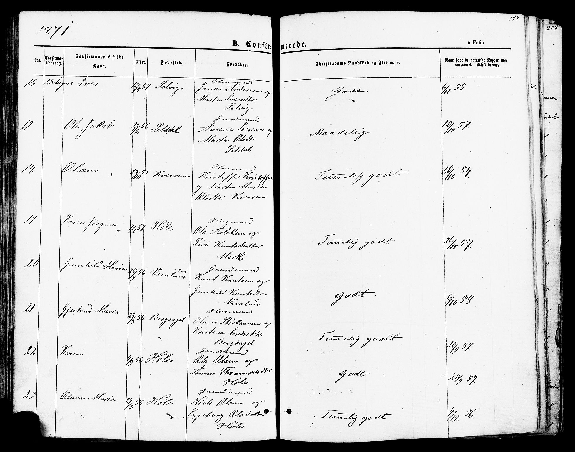 Høgsfjord sokneprestkontor, SAST/A-101624/H/Ha/Haa/L0002: Ministerialbok nr. A 2, 1855-1885, s. 194