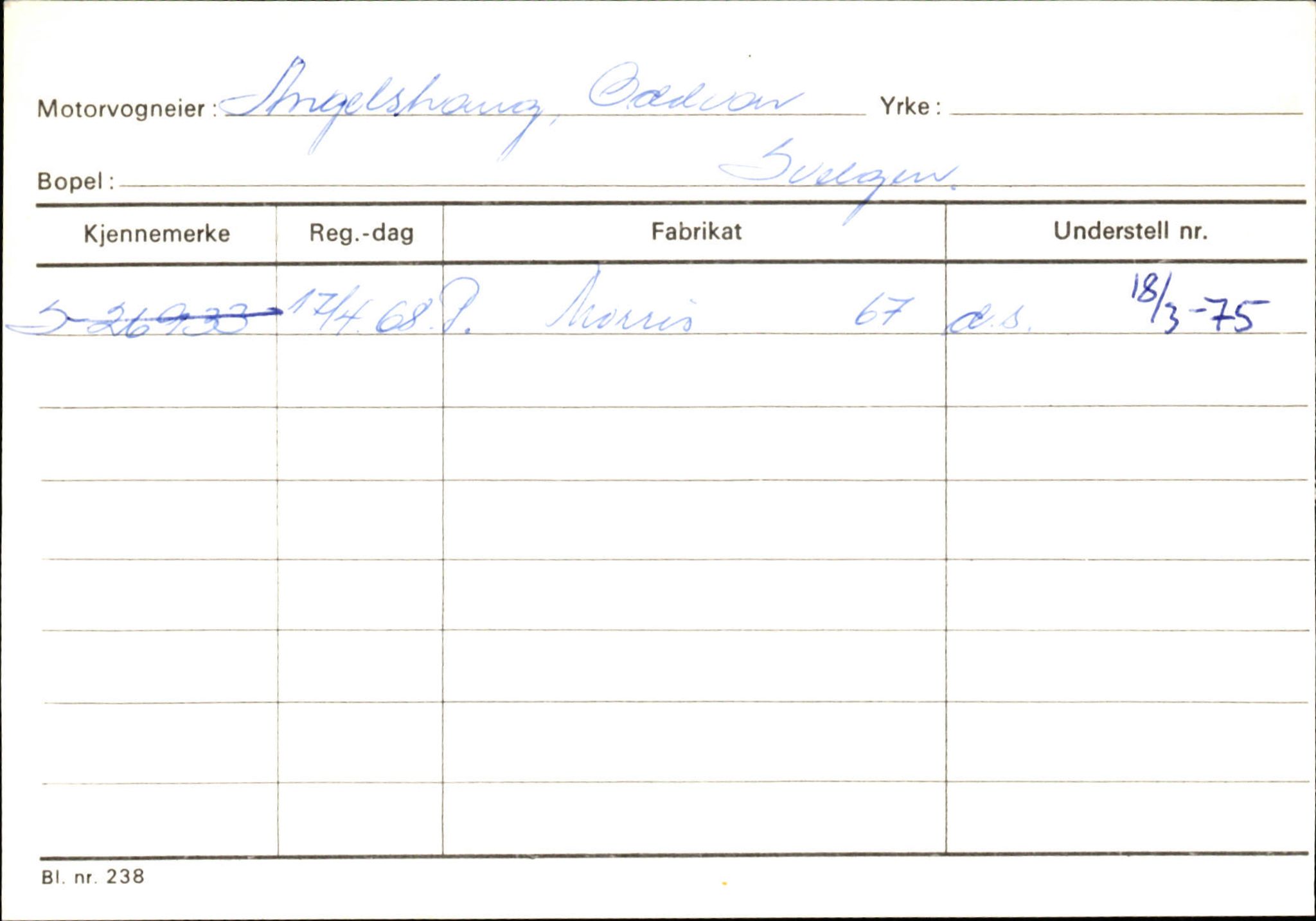 Statens vegvesen, Sogn og Fjordane vegkontor, AV/SAB-A-5301/4/F/L0133: Eigarregister Bremanger A-Å. Gaular A-H, 1945-1975, s. 23