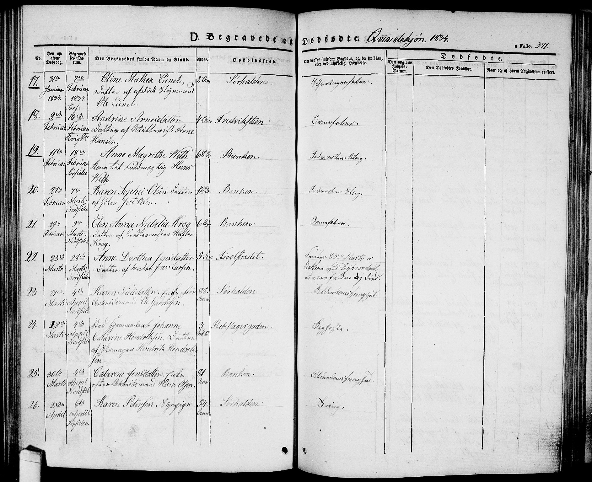 Halden prestekontor Kirkebøker, AV/SAO-A-10909/G/Ga/L0003: Klokkerbok nr. 3, 1834-1844, s. 371