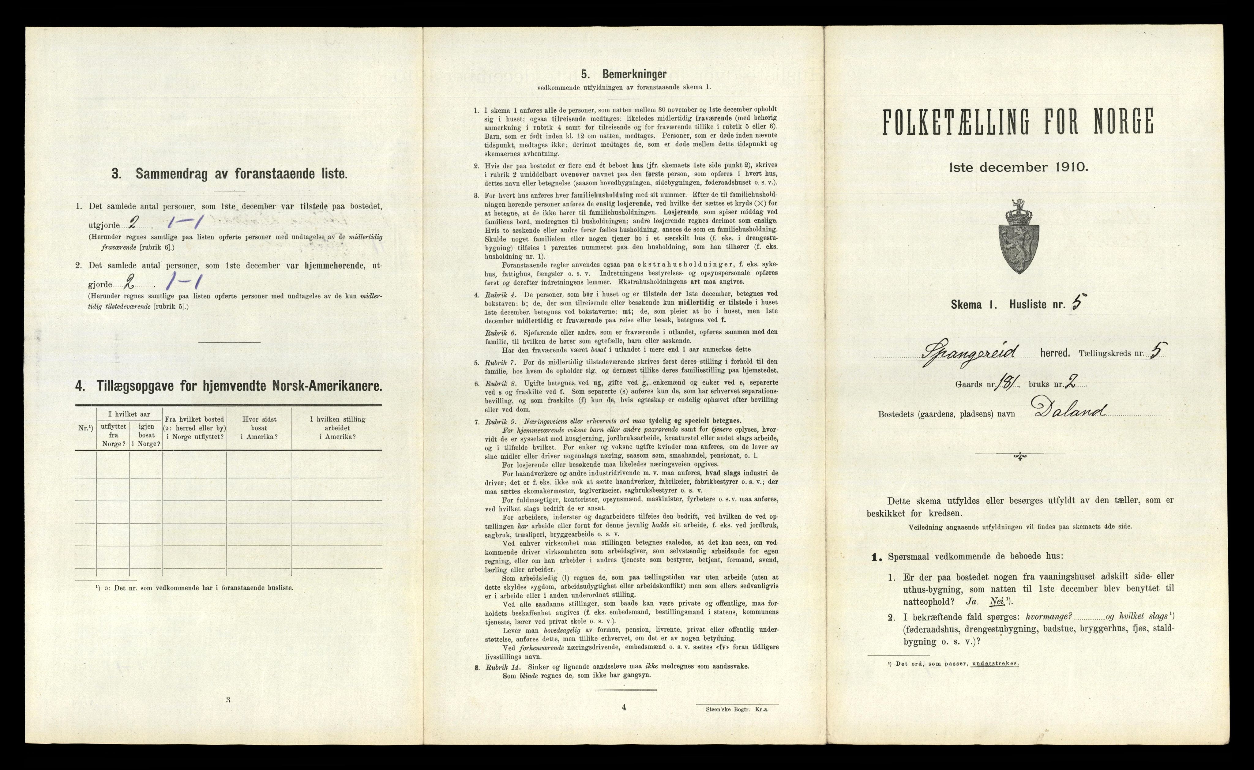 RA, Folketelling 1910 for 1030 Spangereid herred, 1910, s. 713