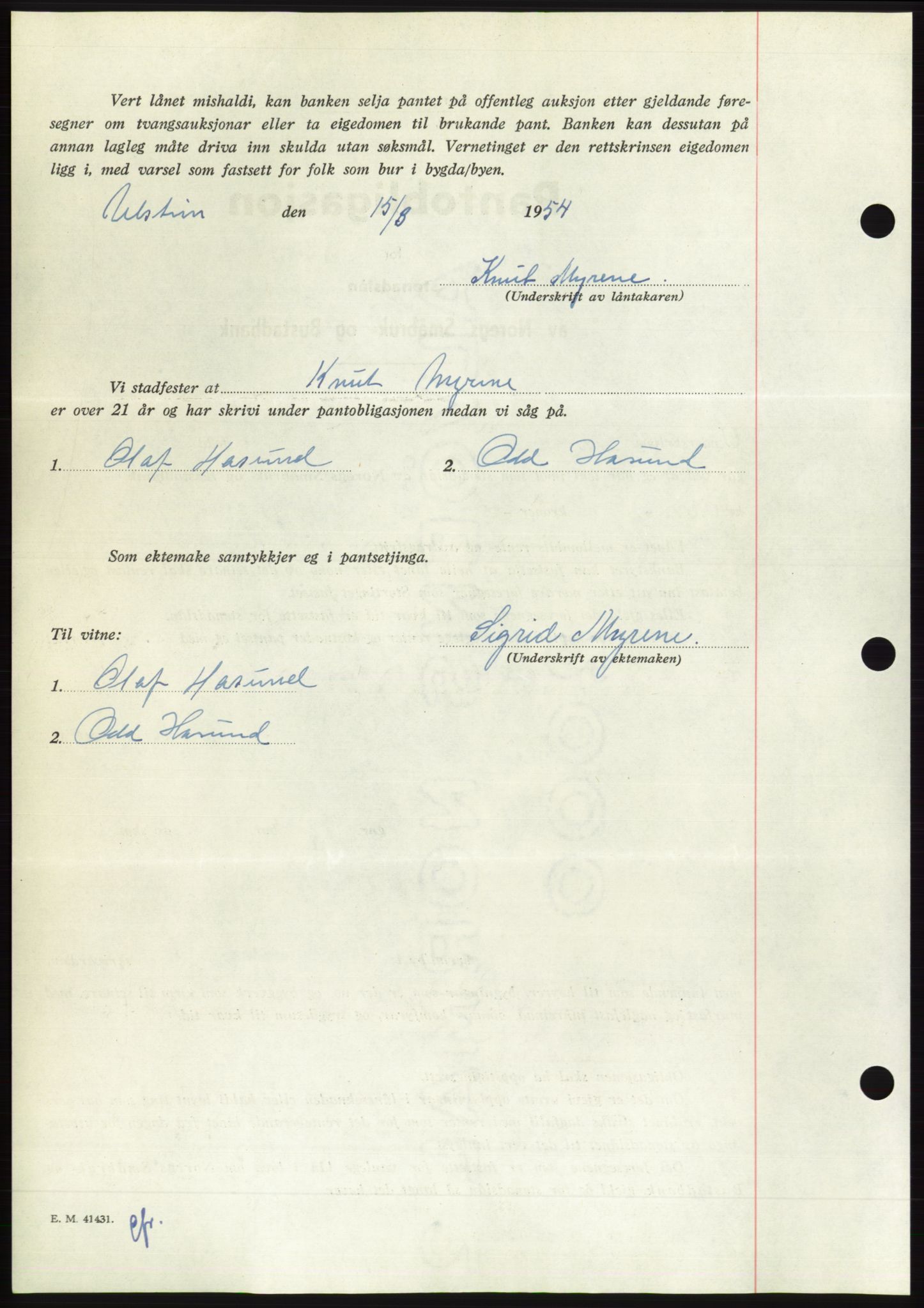Søre Sunnmøre sorenskriveri, AV/SAT-A-4122/1/2/2C/L0124: Pantebok nr. 12B, 1953-1954, Dagboknr: 656/1954