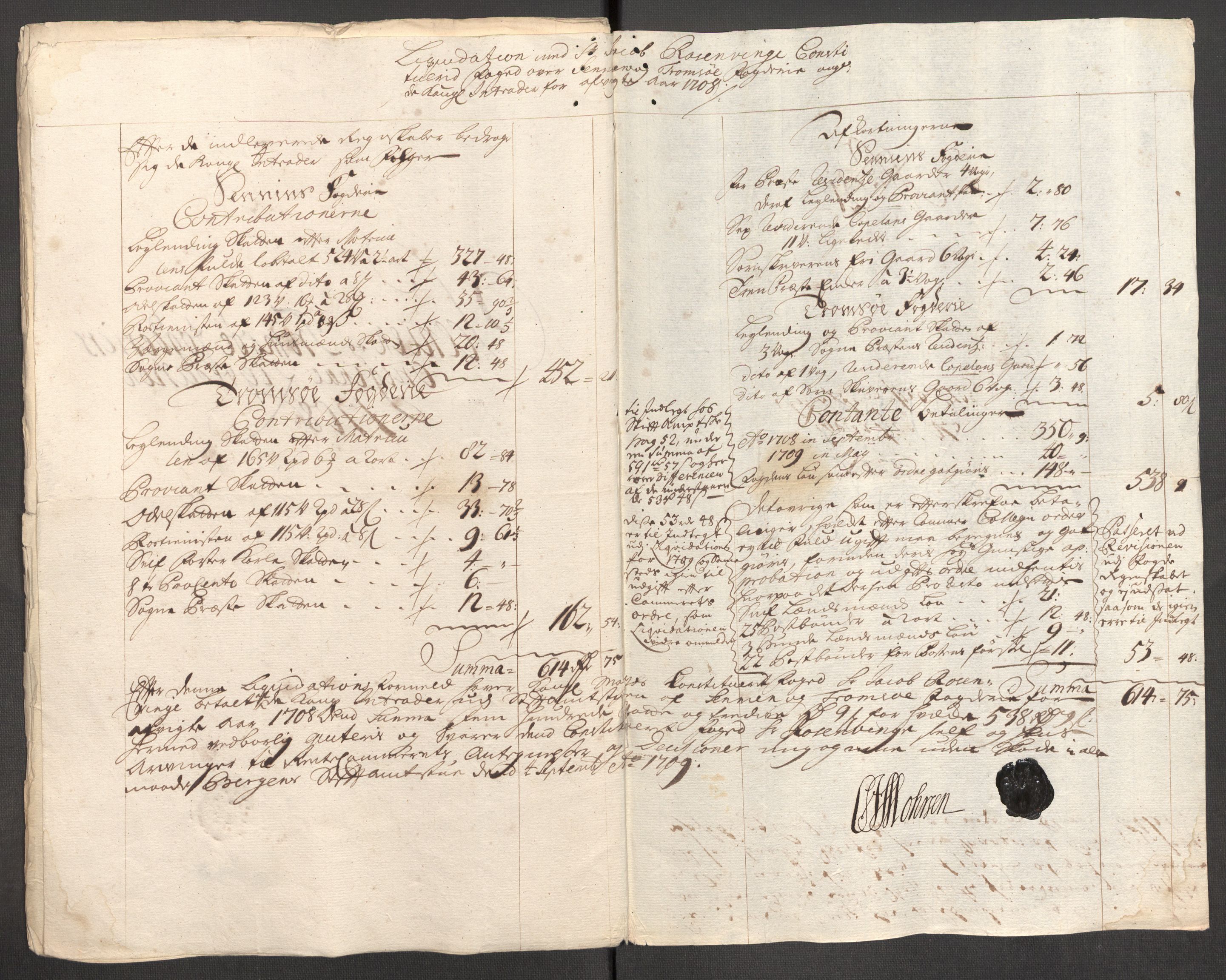 Rentekammeret inntil 1814, Reviderte regnskaper, Fogderegnskap, AV/RA-EA-4092/R68/L4757: Fogderegnskap Senja og Troms, 1708-1710, s. 9