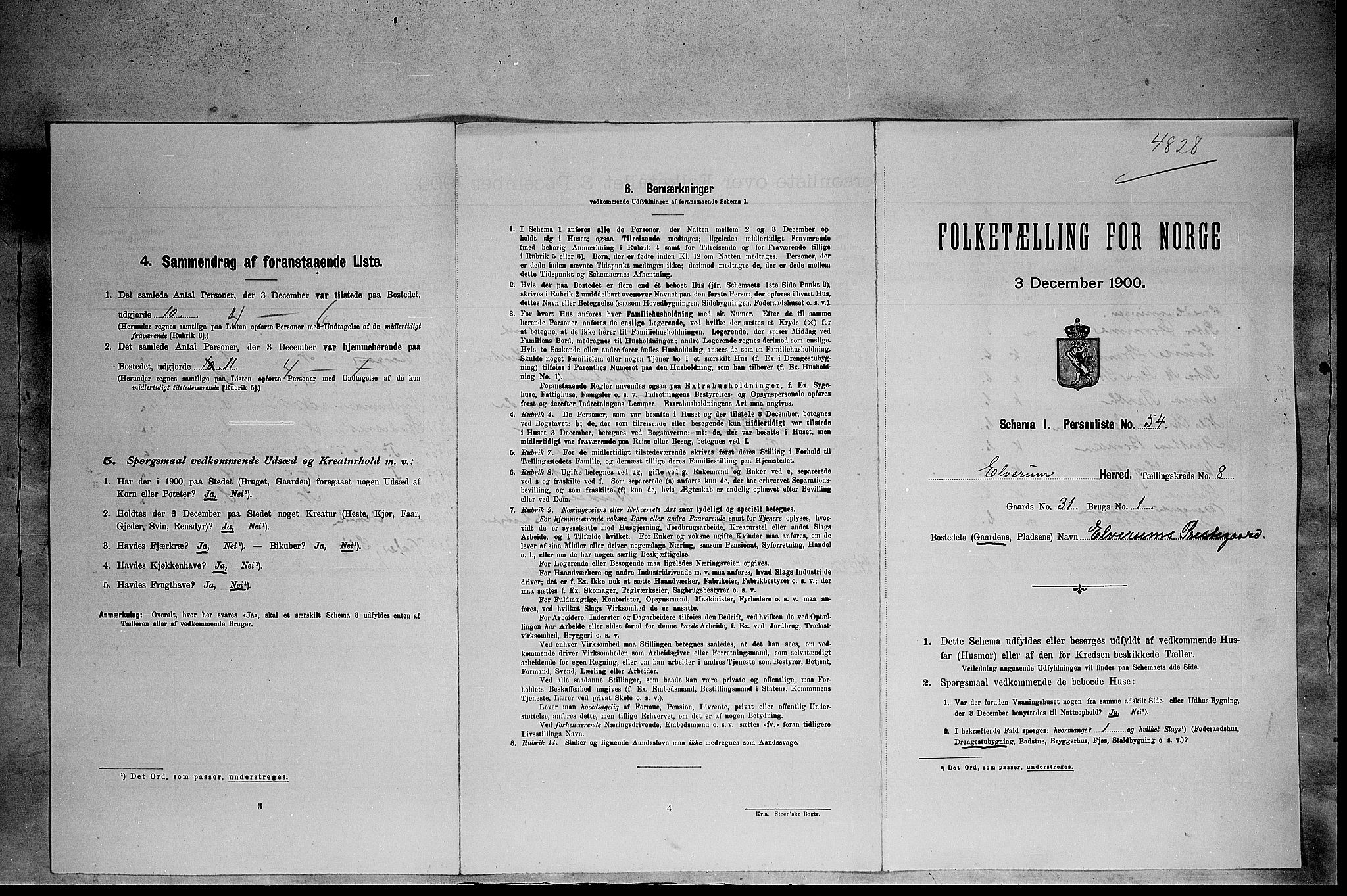 SAH, Folketelling 1900 for 0427 Elverum herred, 1900, s. 985