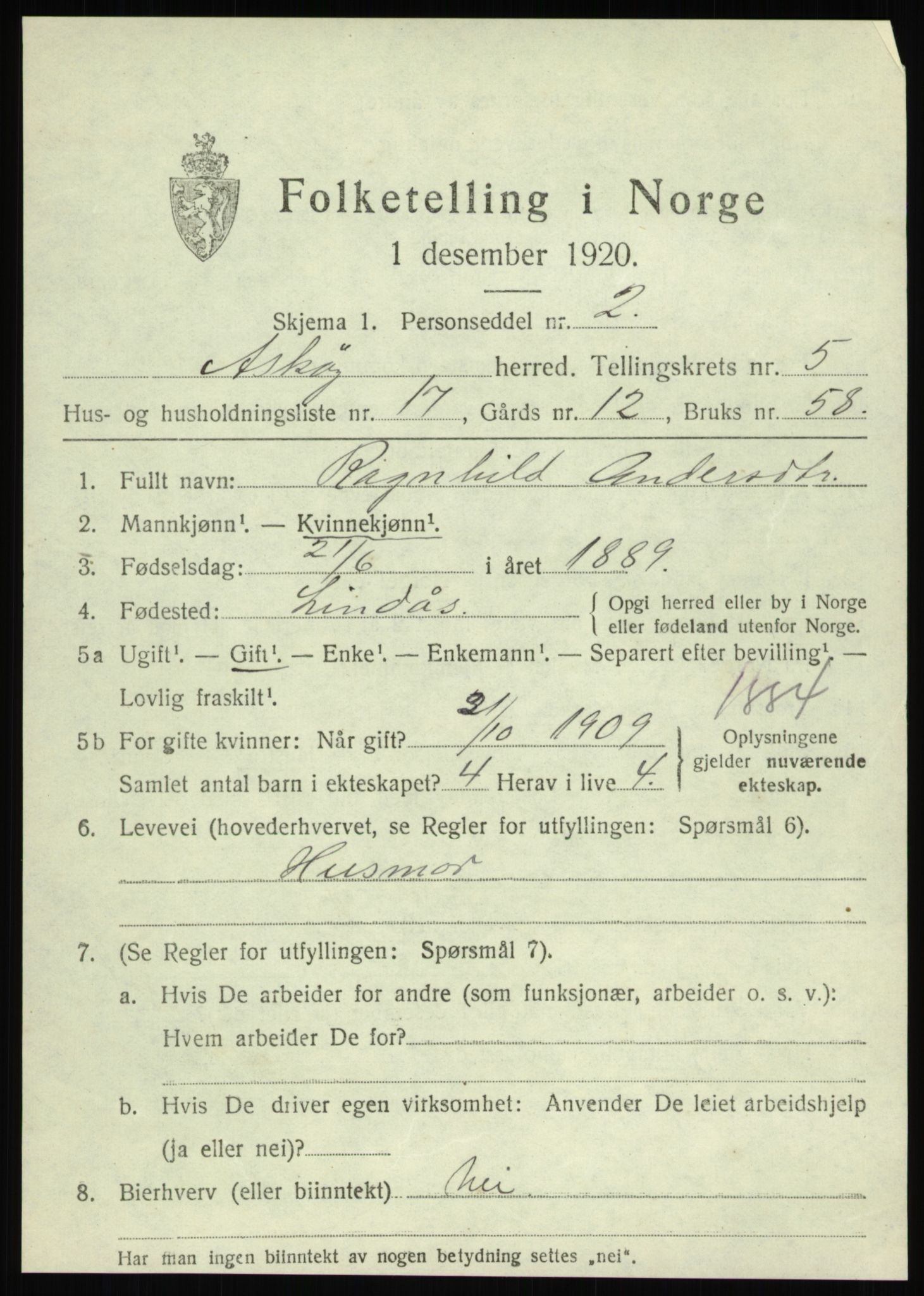 SAB, Folketelling 1920 for 1247 Askøy herred, 1920, s. 8948