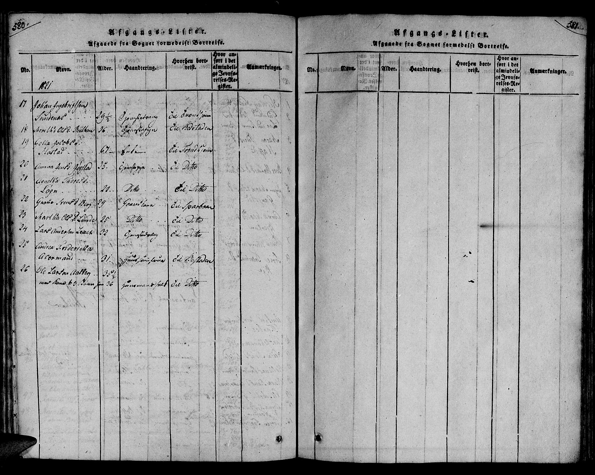 Ministerialprotokoller, klokkerbøker og fødselsregistre - Nord-Trøndelag, SAT/A-1458/730/L0275: Ministerialbok nr. 730A04, 1816-1822, s. 580-581