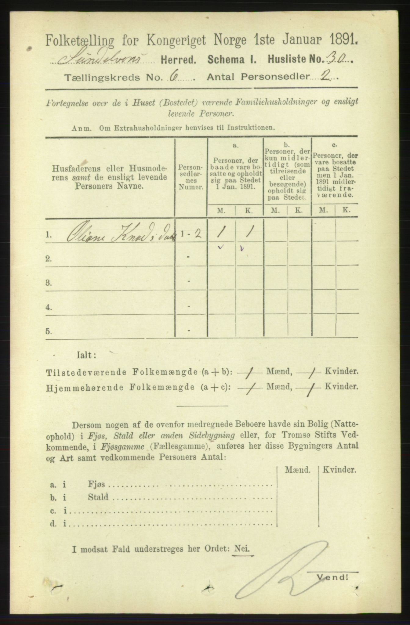 RA, Folketelling 1891 for 1523 Sunnylven herred, 1891, s. 1490