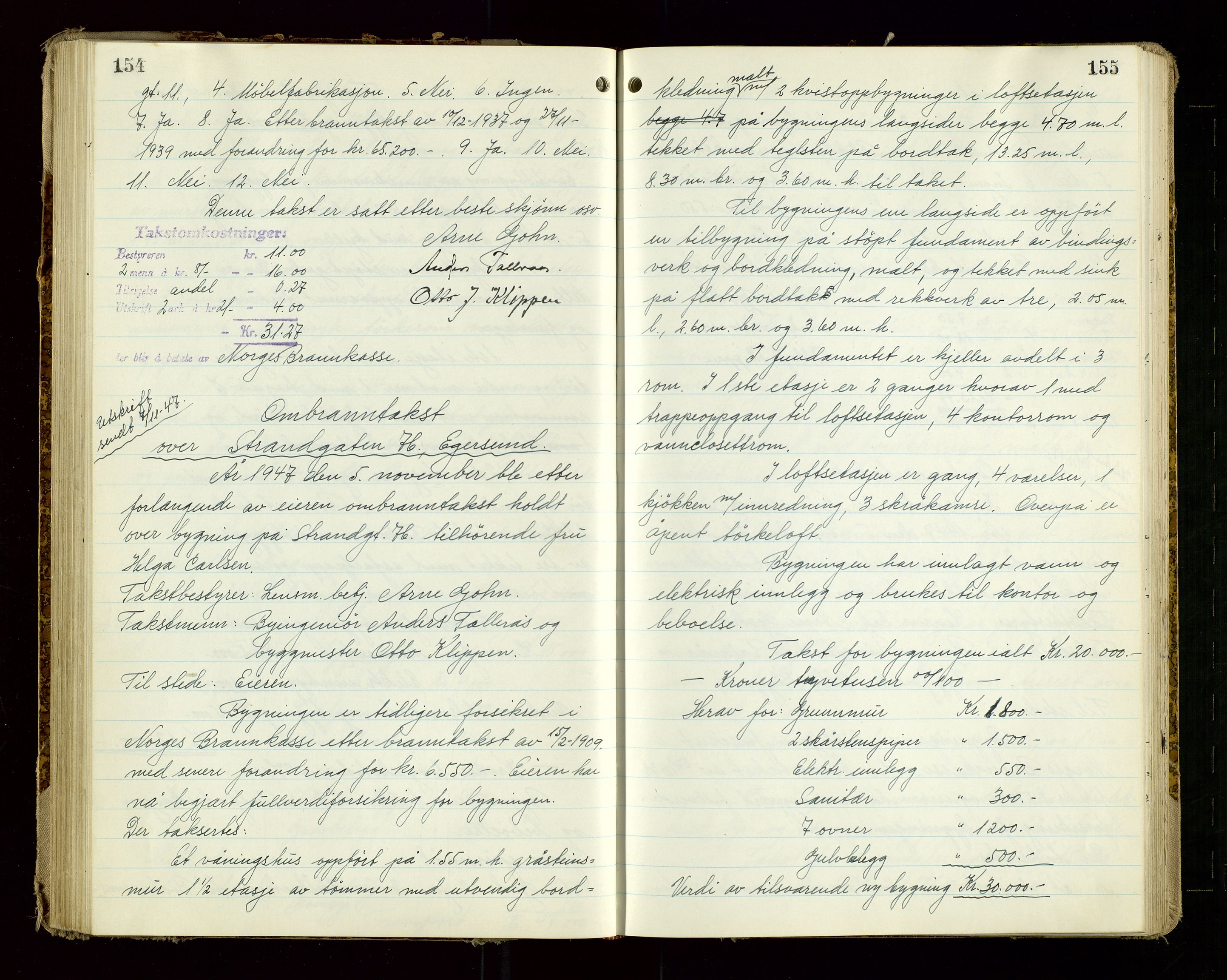 Eigersund lensmannskontor, AV/SAST-A-100171/God/L0013: "Branntakstprotokoll", 1944-1951, s. 154-155