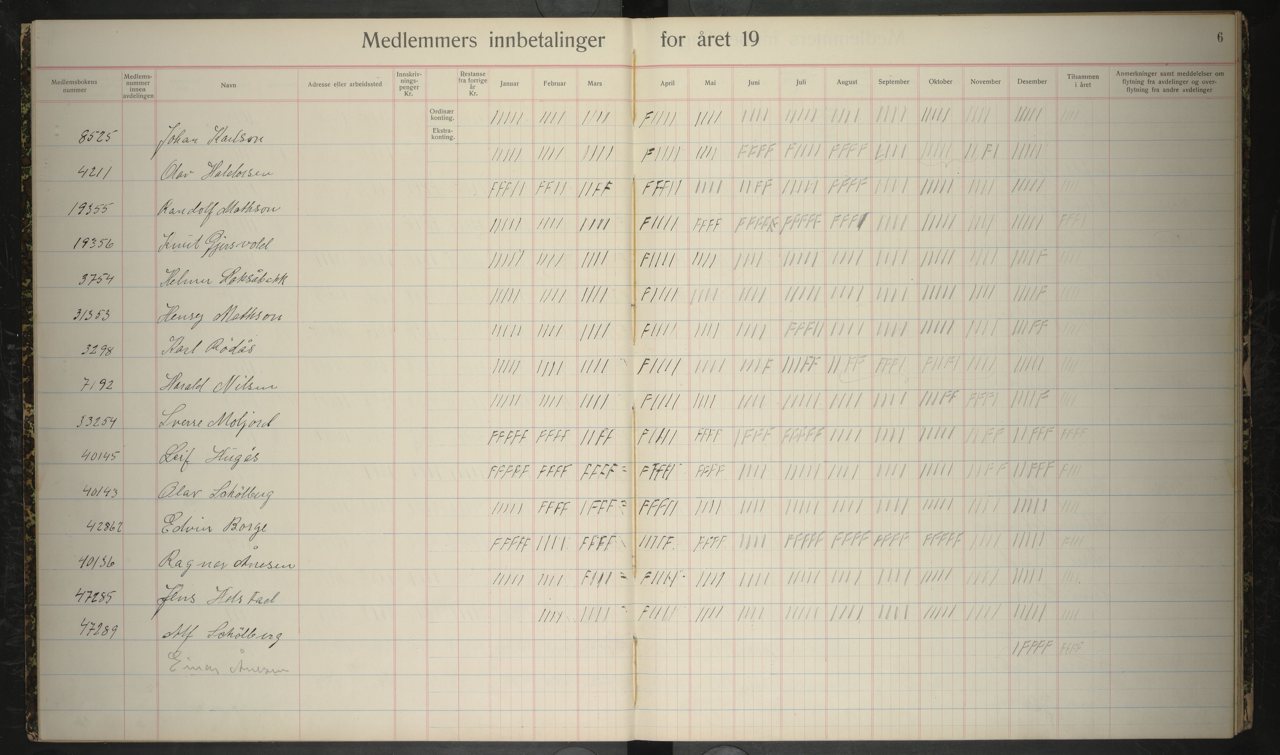 Giken Grubearbeiderforening , AIN/A-22/201/P/Pa/L0008: Medlemsprotokoll, 1938-1940