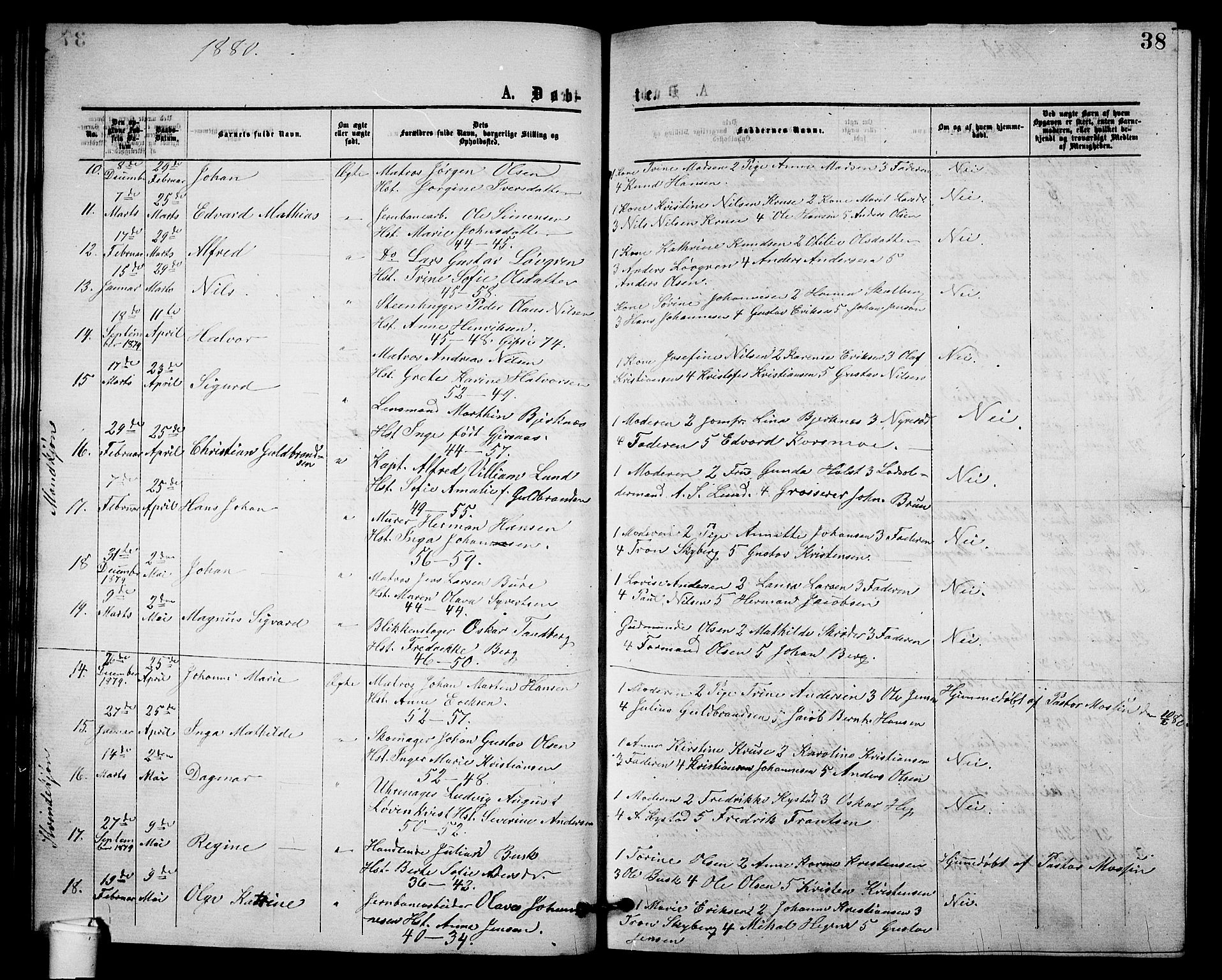 Holmestrand kirkebøker, AV/SAKO-A-346/G/Ga/L0004: Klokkerbok nr. 4, 1874-1888, s. 38