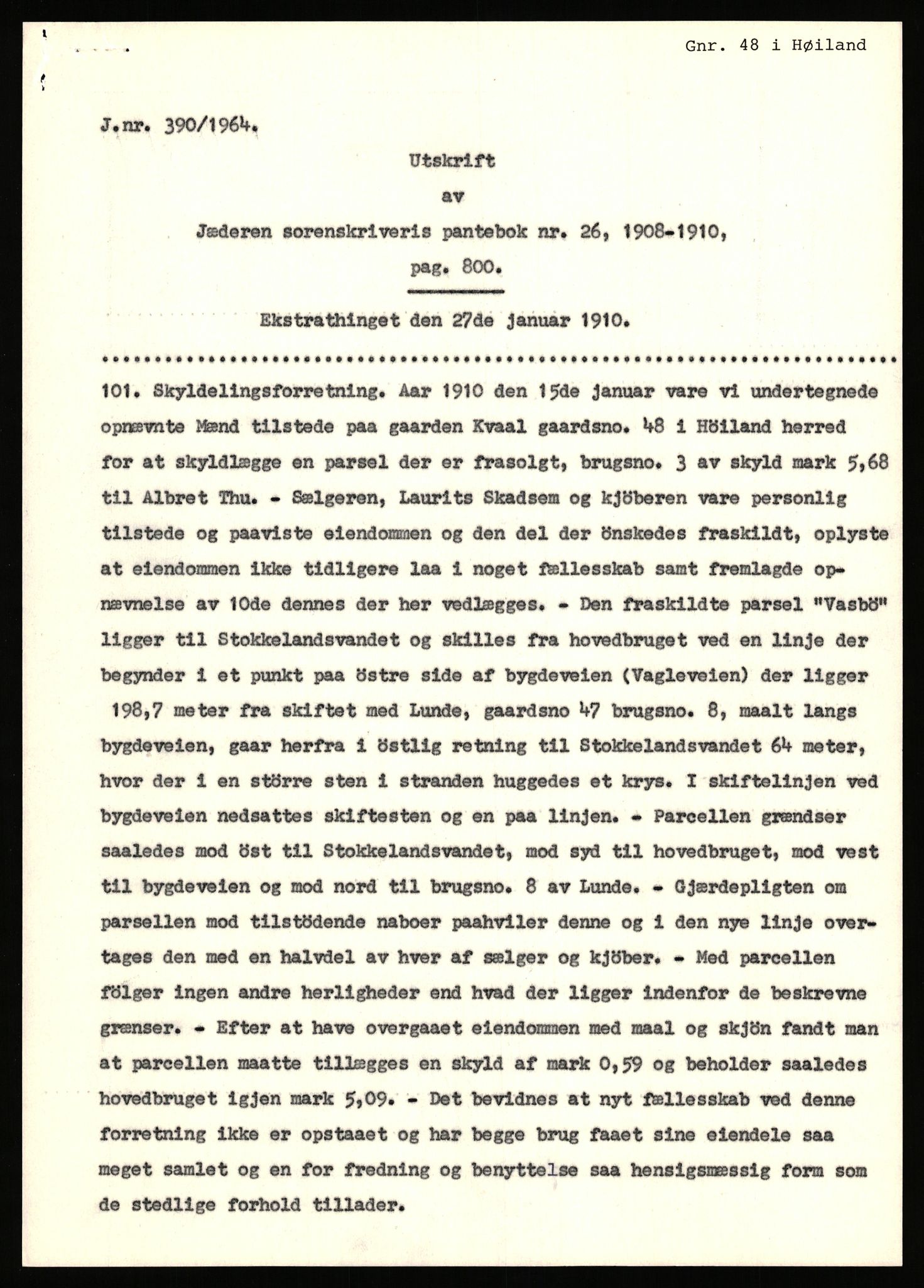 Statsarkivet i Stavanger, AV/SAST-A-101971/03/Y/Yj/L0051: Avskrifter sortert etter gårdsnavn: Kvål - Landsnes, 1750-1930, s. 6