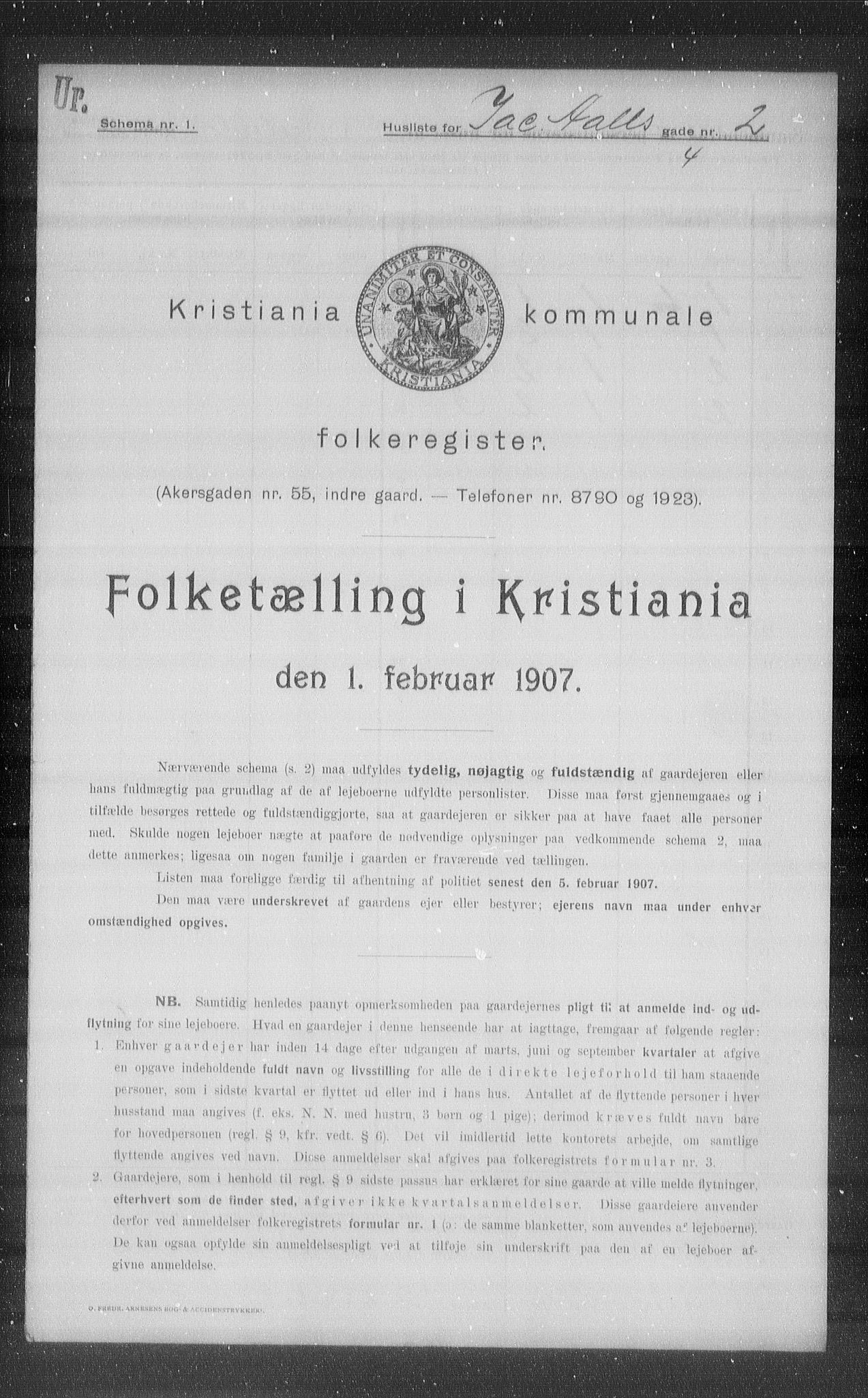 OBA, Kommunal folketelling 1.2.1907 for Kristiania kjøpstad, 1907, s. 22951