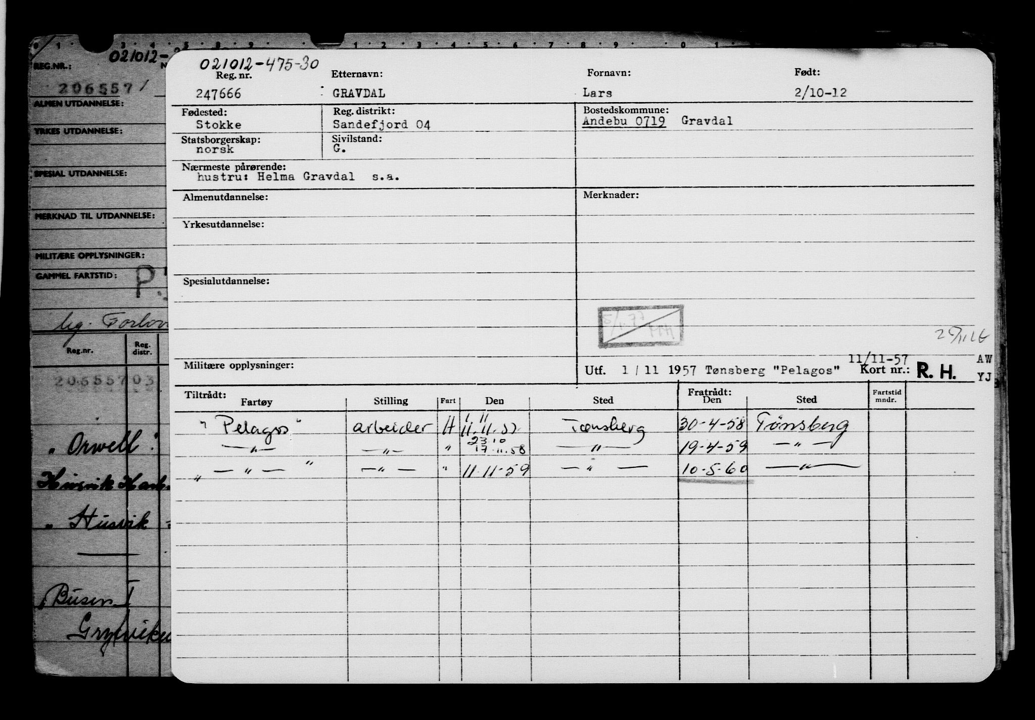 Direktoratet for sjømenn, AV/RA-S-3545/G/Gb/L0107: Hovedkort, 1912, s. 615