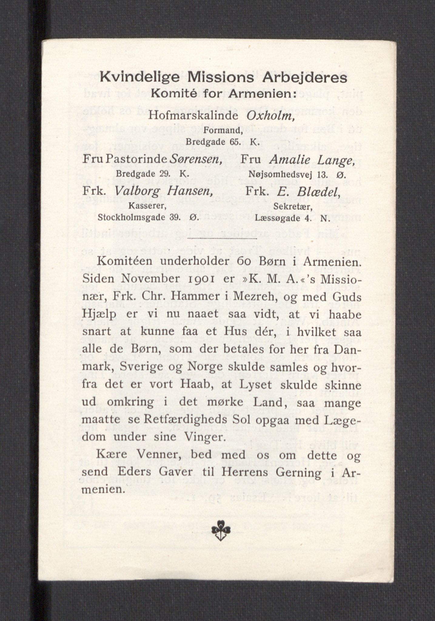 Kvinnelige Misjonsarbeidere, AV/RA-PA-0699/F/Fj/L0032/0002: Diverse /  Mindre  småskrifter, trykksaker, om Armenia, 1896-1905