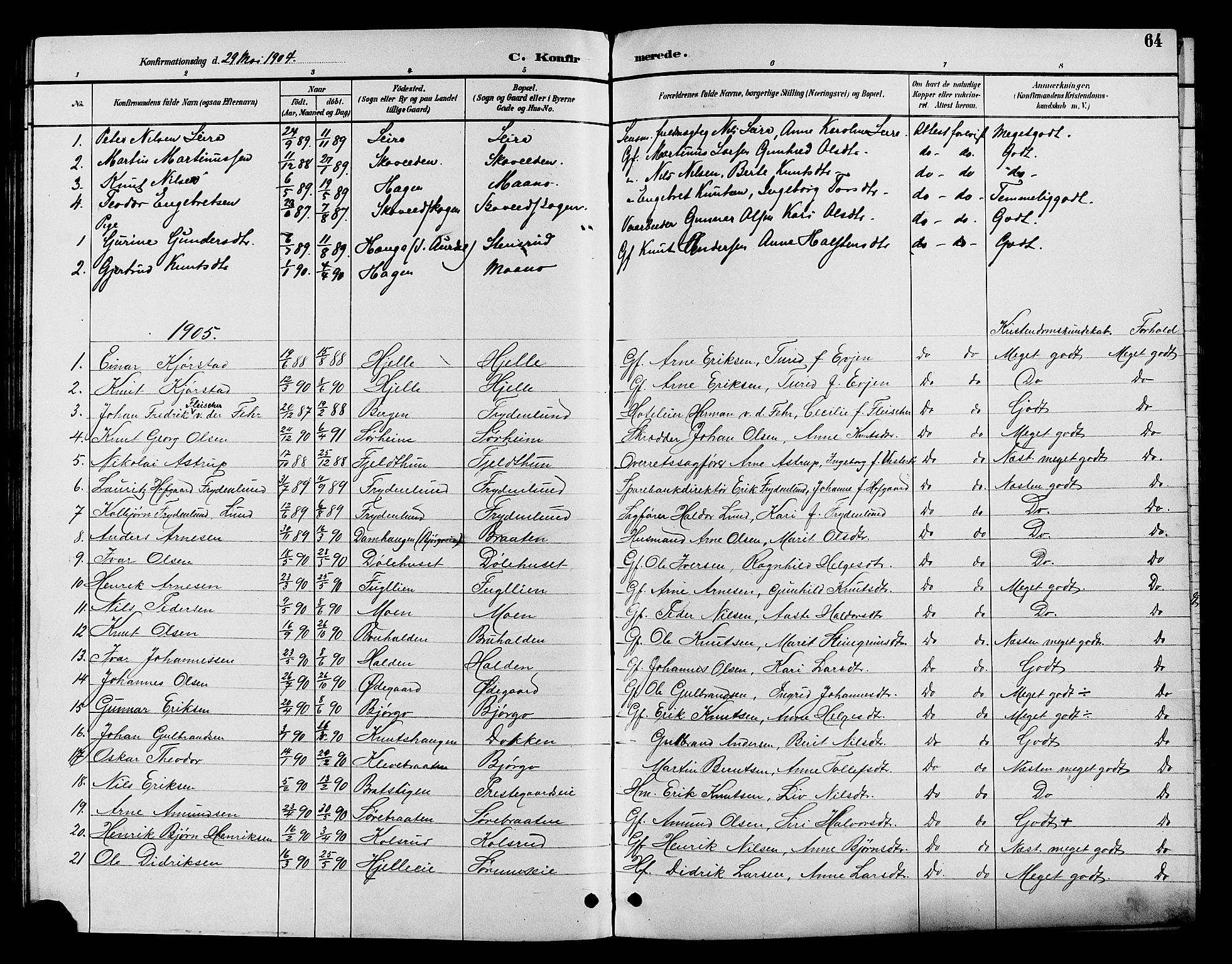 Nord-Aurdal prestekontor, AV/SAH-PREST-132/H/Ha/Hab/L0010: Klokkerbok nr. 10, 1892-1907, s. 64