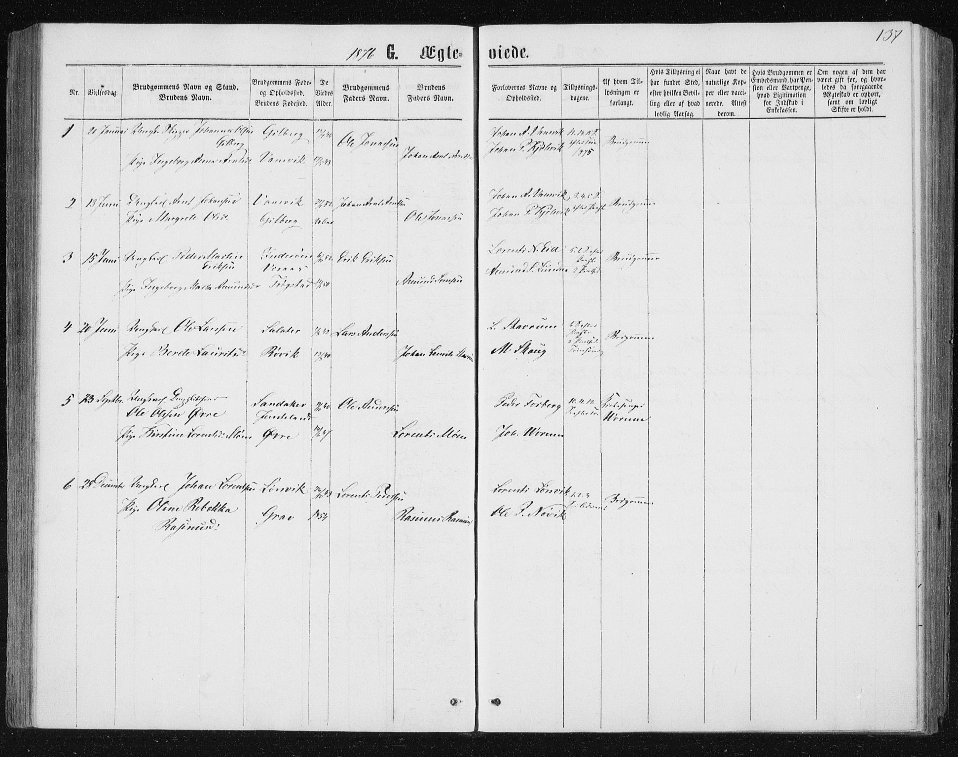 Ministerialprotokoller, klokkerbøker og fødselsregistre - Nord-Trøndelag, SAT/A-1458/722/L0219: Ministerialbok nr. 722A06, 1868-1880, s. 137