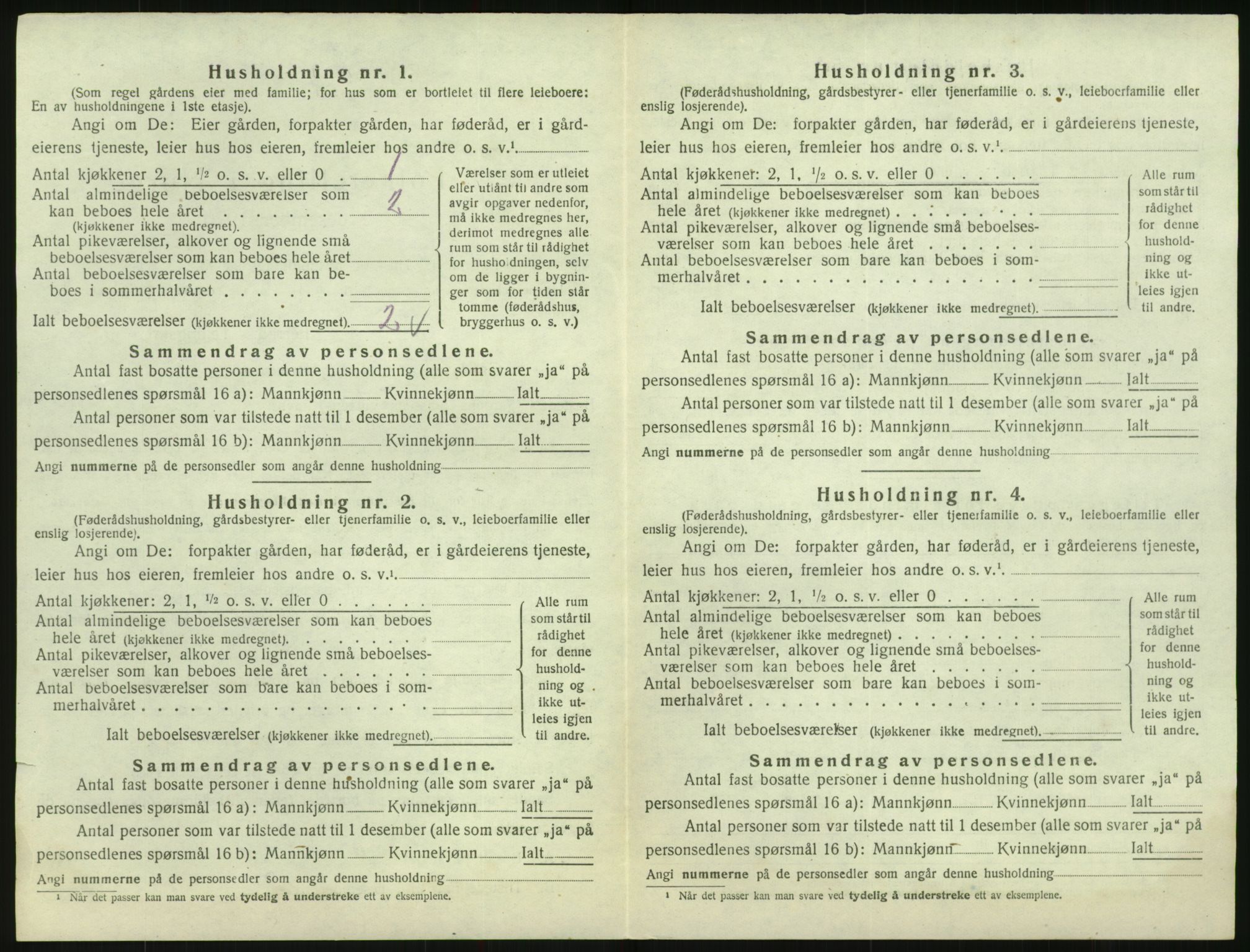 SAK, Folketelling 1920 for 0936 Hornnes herred, 1920, s. 122
