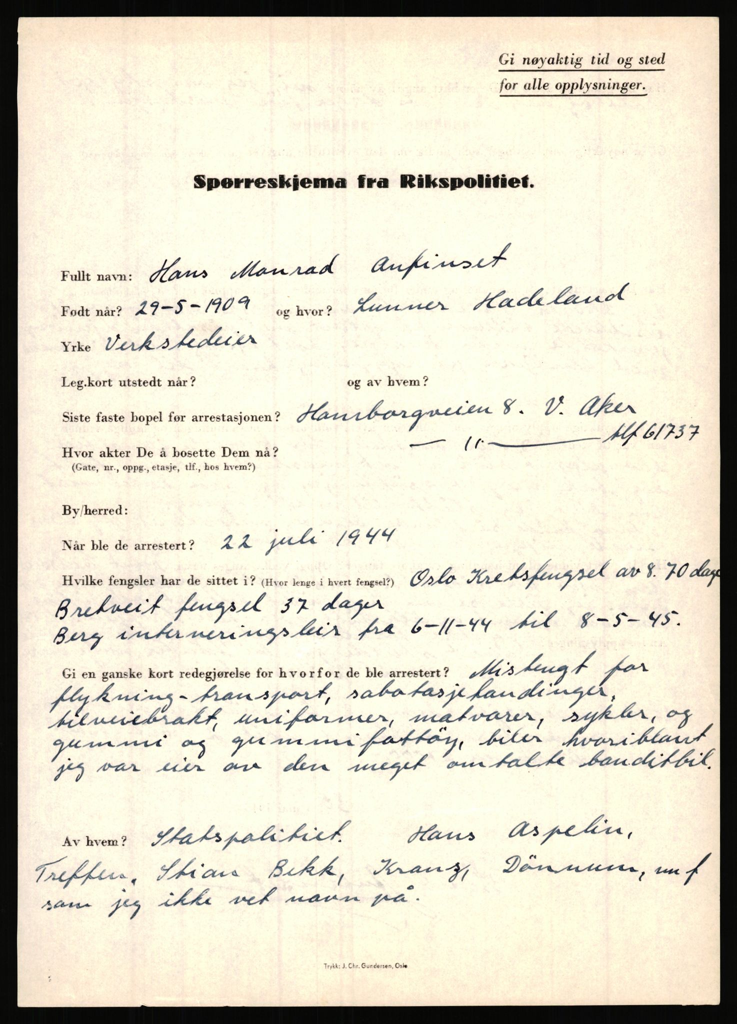 Rikspolitisjefen, AV/RA-S-1560/L/L0001: Abelseth, Rudolf - Berentsen, Odd, 1940-1945, s. 761