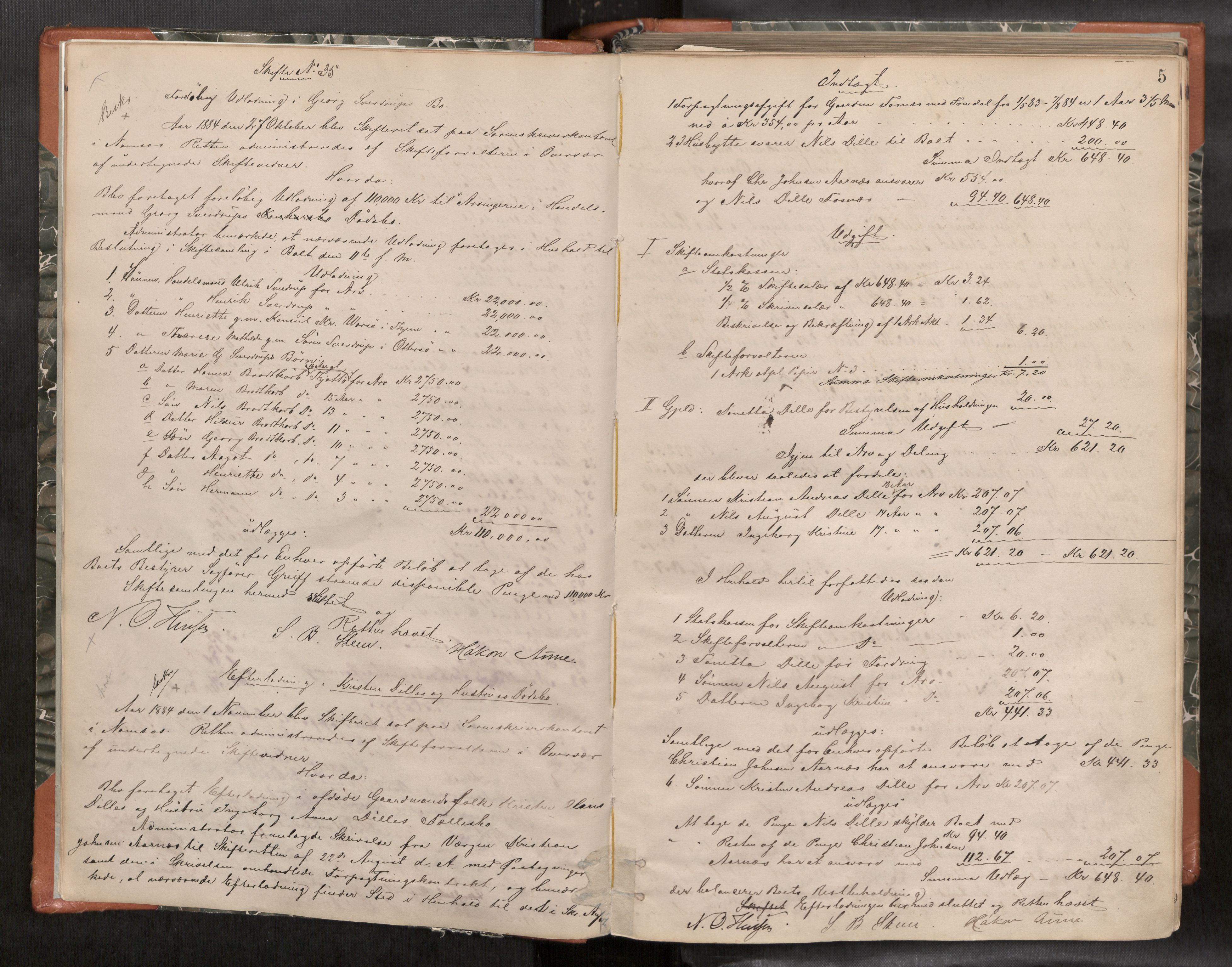 Namdal sorenskriveri, AV/SAT-A-4133/1/3/3A/L0045: Skifteprotokoll nr. 7, 1884-1894, s. 5