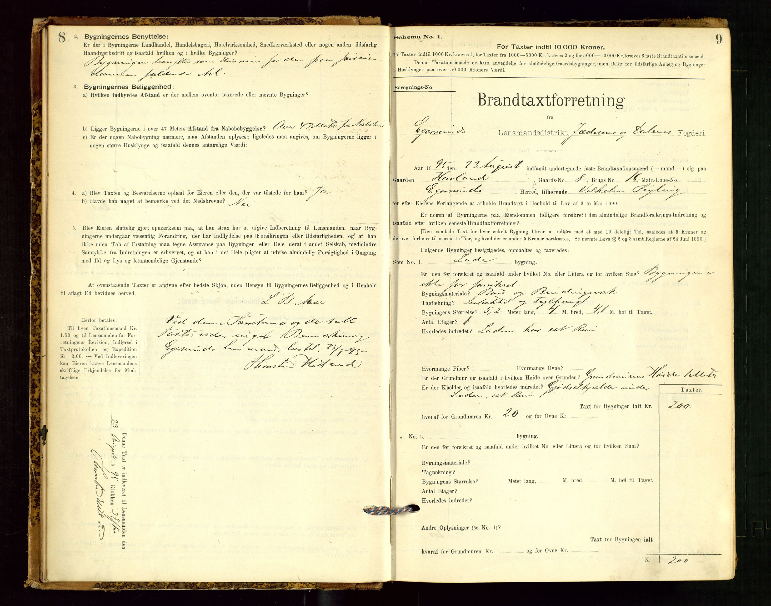 Eigersund lensmannskontor, AV/SAST-A-100171/Gob/L0001: Skjemaprotokoll, 1894-1909, s. 8-9