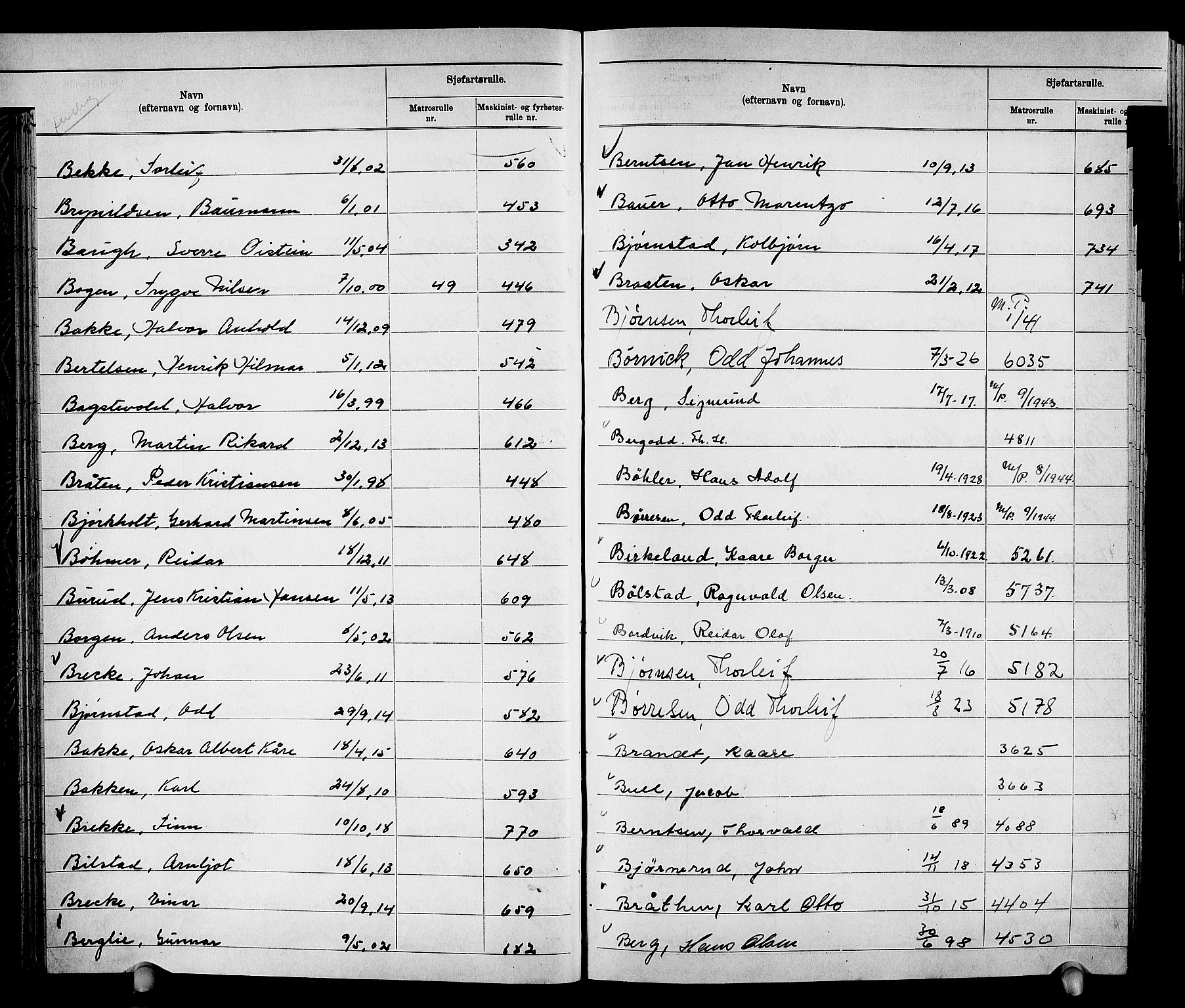 Drammen innrulleringsdistrikt, SAKO/A-781/G/Ga/L0002: Navneregister til rullene, 1940, s. 30