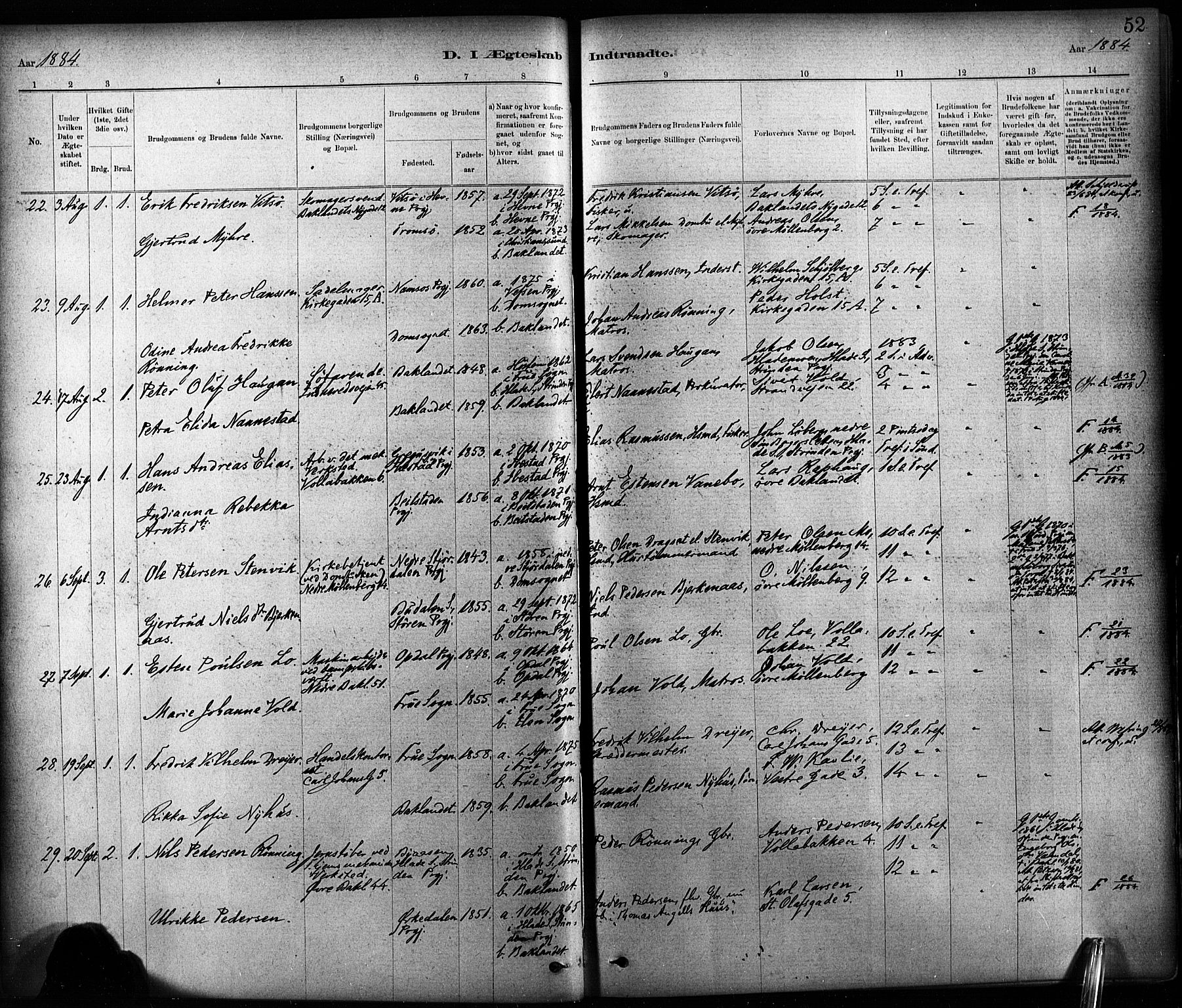 Ministerialprotokoller, klokkerbøker og fødselsregistre - Sør-Trøndelag, AV/SAT-A-1456/604/L0189: Ministerialbok nr. 604A10, 1878-1892, s. 52