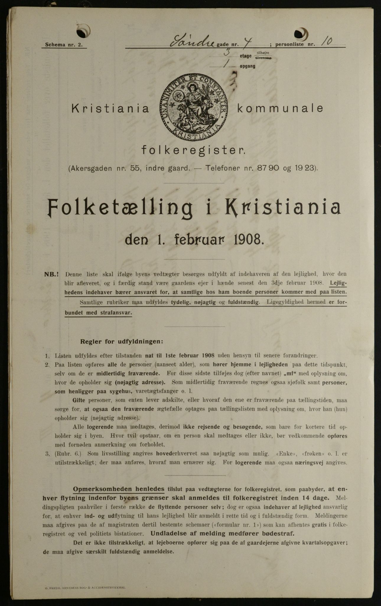 OBA, Kommunal folketelling 1.2.1908 for Kristiania kjøpstad, 1908, s. 95567