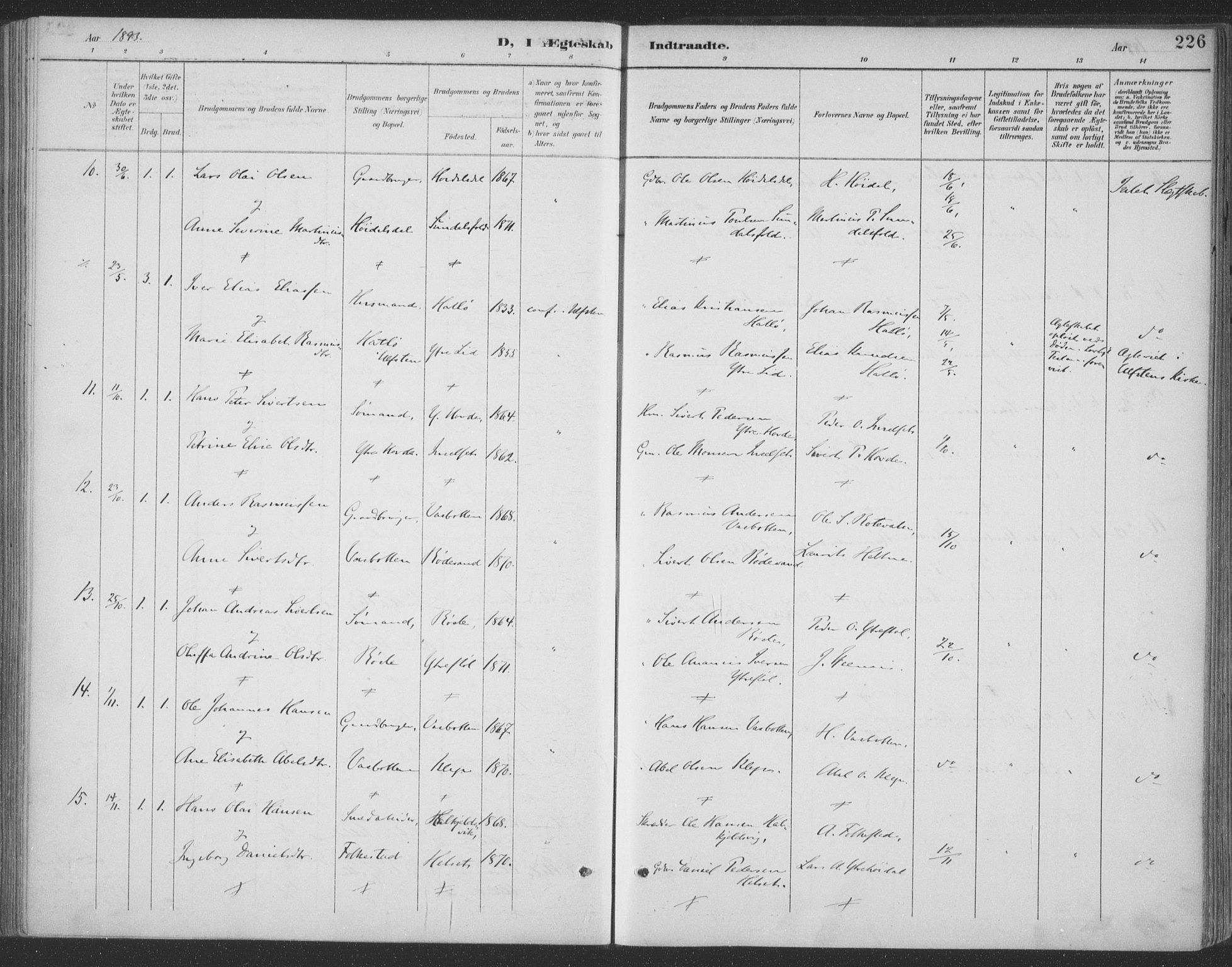 Ministerialprotokoller, klokkerbøker og fødselsregistre - Møre og Romsdal, AV/SAT-A-1454/511/L0142: Ministerialbok nr. 511A09, 1891-1905, s. 226
