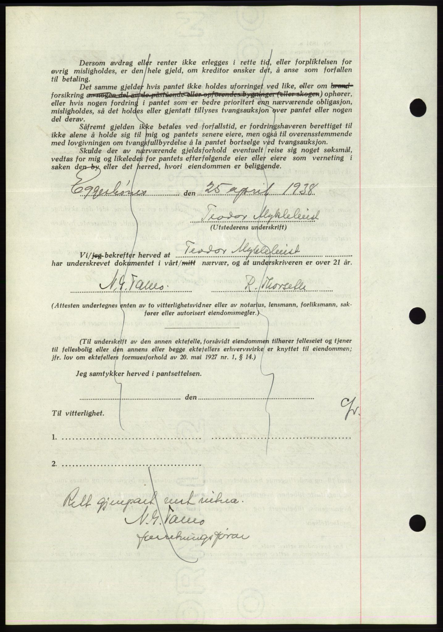 Søre Sunnmøre sorenskriveri, AV/SAT-A-4122/1/2/2C/L0065: Pantebok nr. 59, 1938-1938, Dagboknr: 586/1938