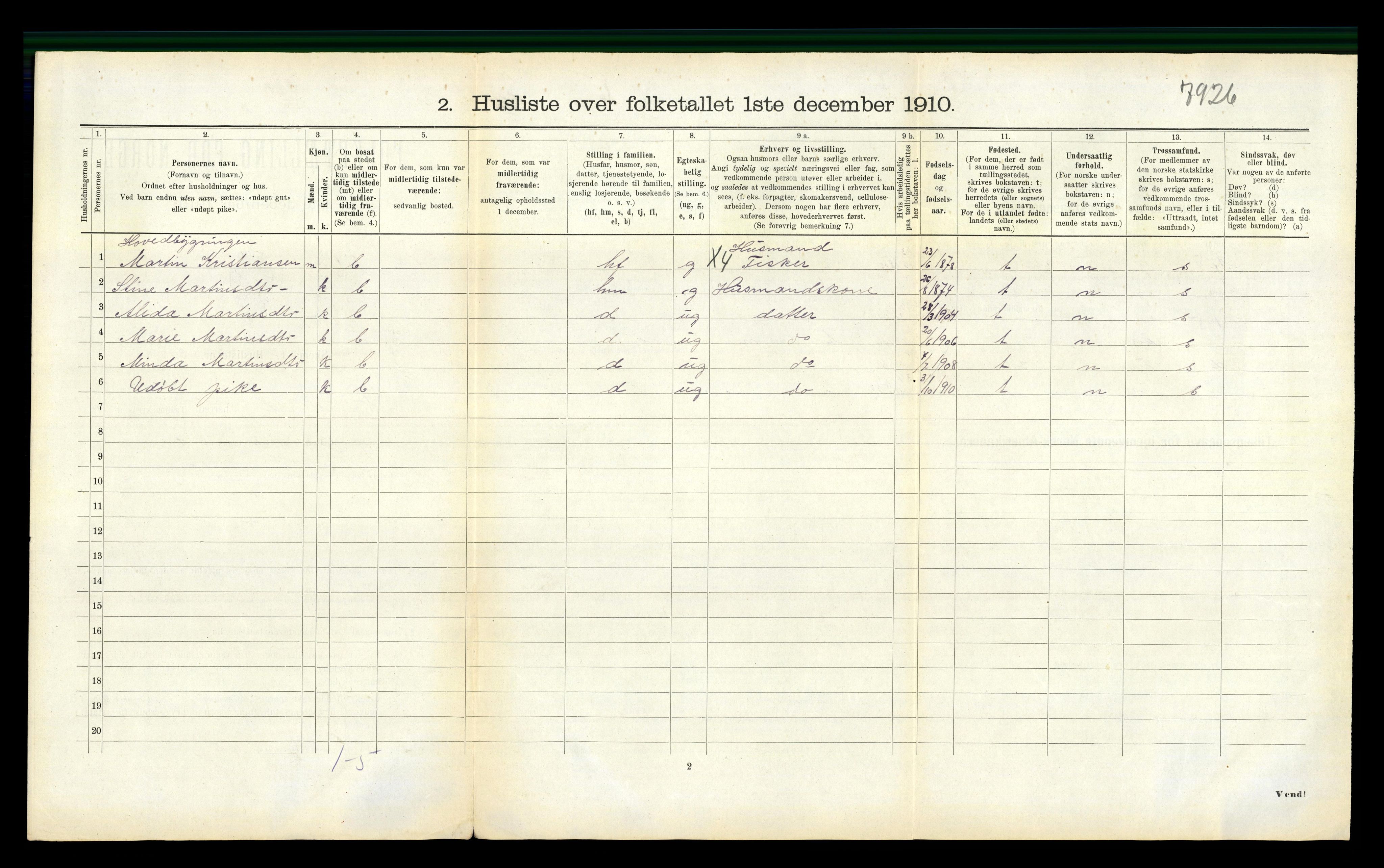 RA, Folketelling 1910 for 1620 Nord-Frøya herred, 1910, s. 707