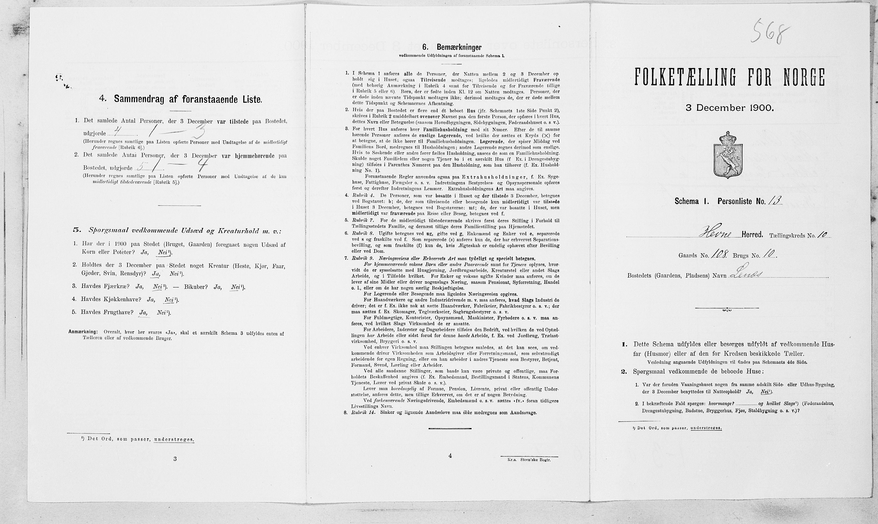 SAT, Folketelling 1900 for 1612 Hemne herred, 1900, s. 1253
