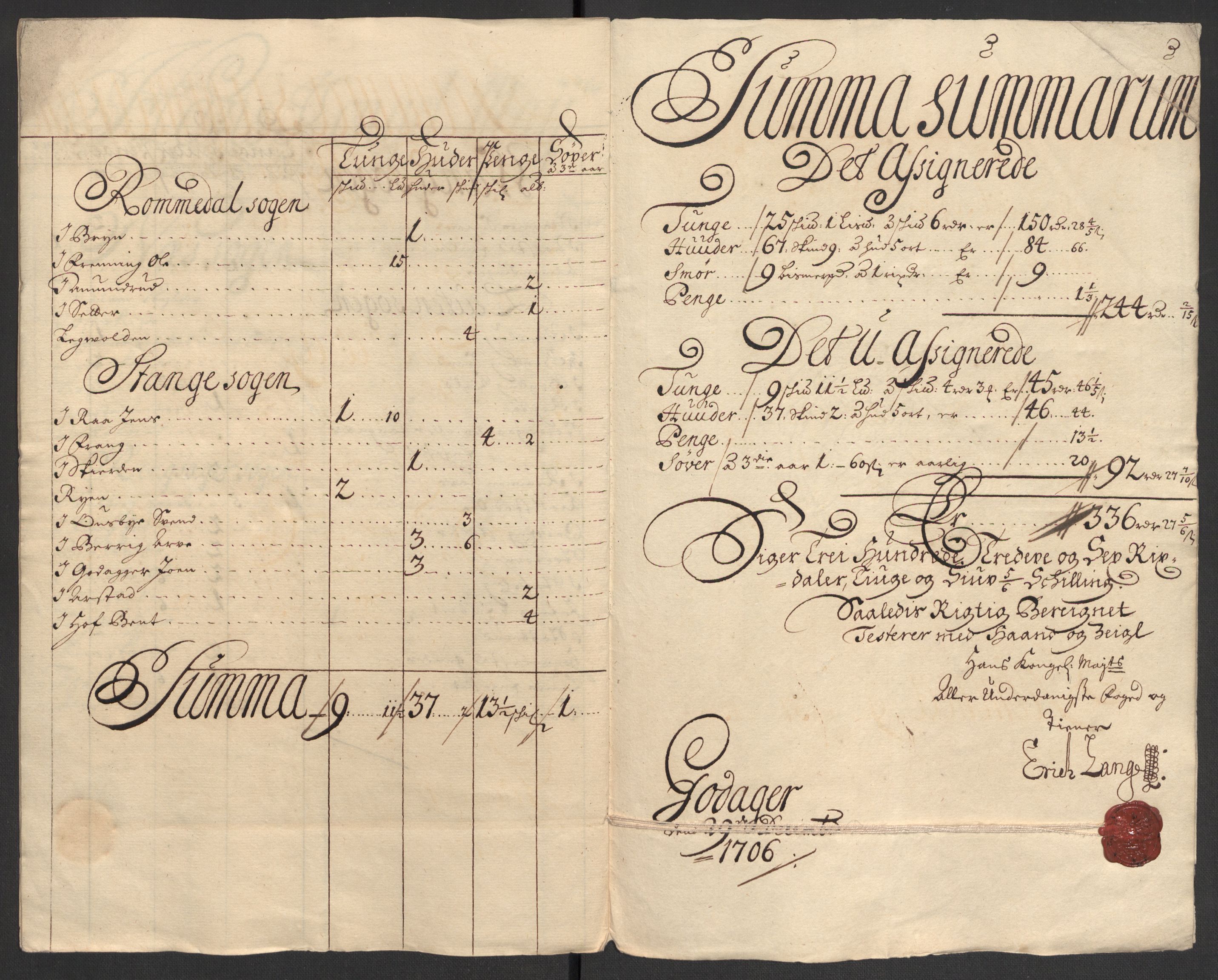 Rentekammeret inntil 1814, Reviderte regnskaper, Fogderegnskap, AV/RA-EA-4092/R16/L1043: Fogderegnskap Hedmark, 1706-1707, s. 33