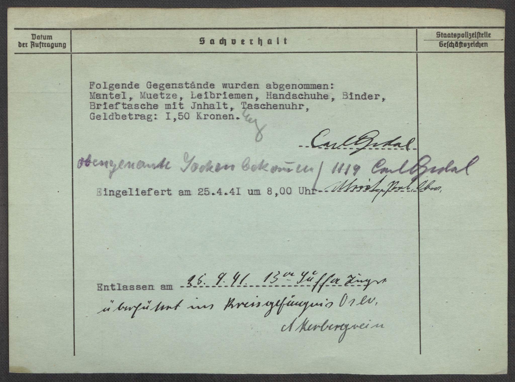 Befehlshaber der Sicherheitspolizei und des SD, AV/RA-RAFA-5969/E/Ea/Eaa/L0008: Register over norske fanger i Møllergata 19: Oelze-Ru, 1940-1945, s. 459