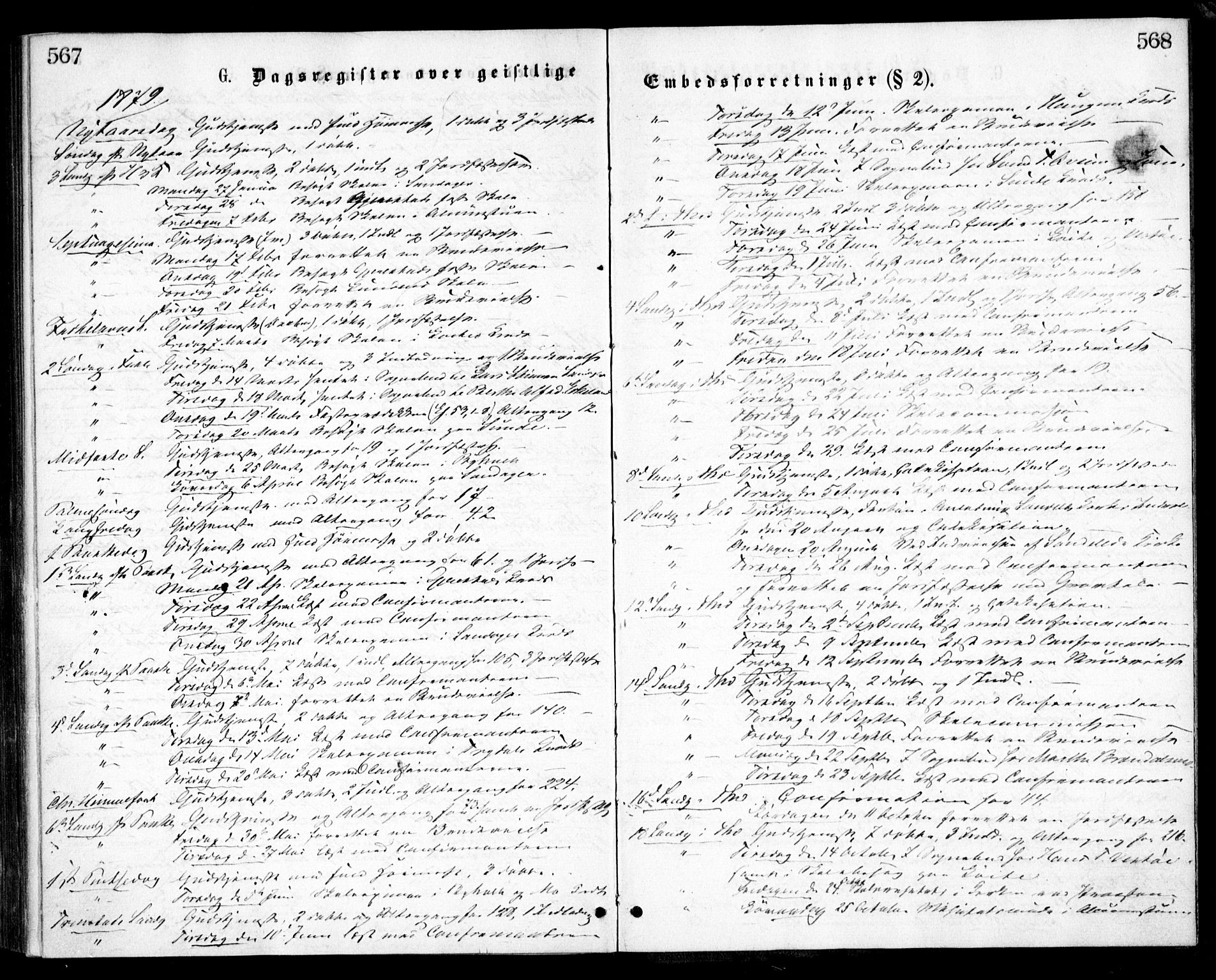 Gjerstad sokneprestkontor, SAK/1111-0014/F/Fa/Faa/L0008: Ministerialbok nr. A 8, 1876-1884, s. 567-568