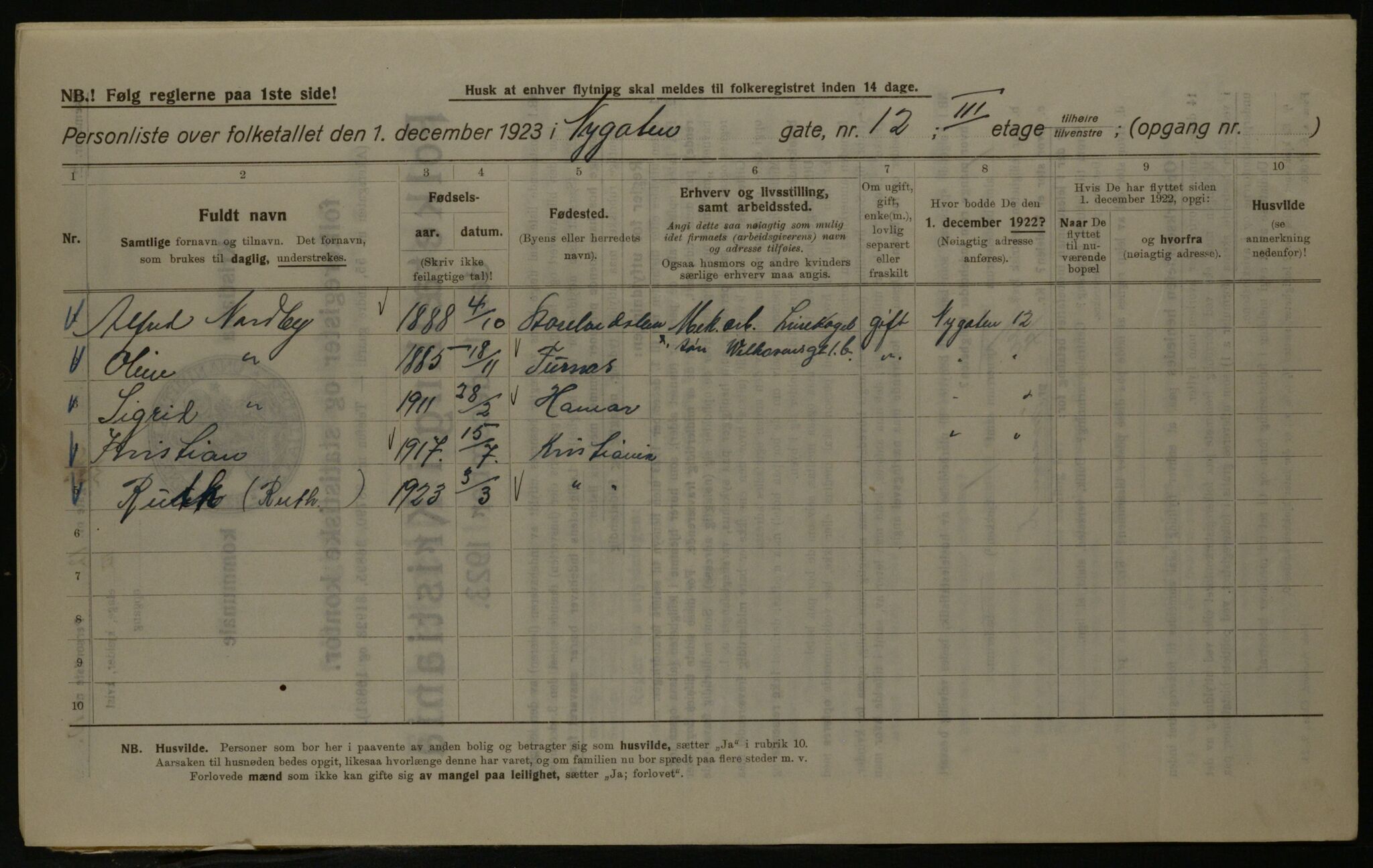 OBA, Kommunal folketelling 1.12.1923 for Kristiania, 1923, s. 81280