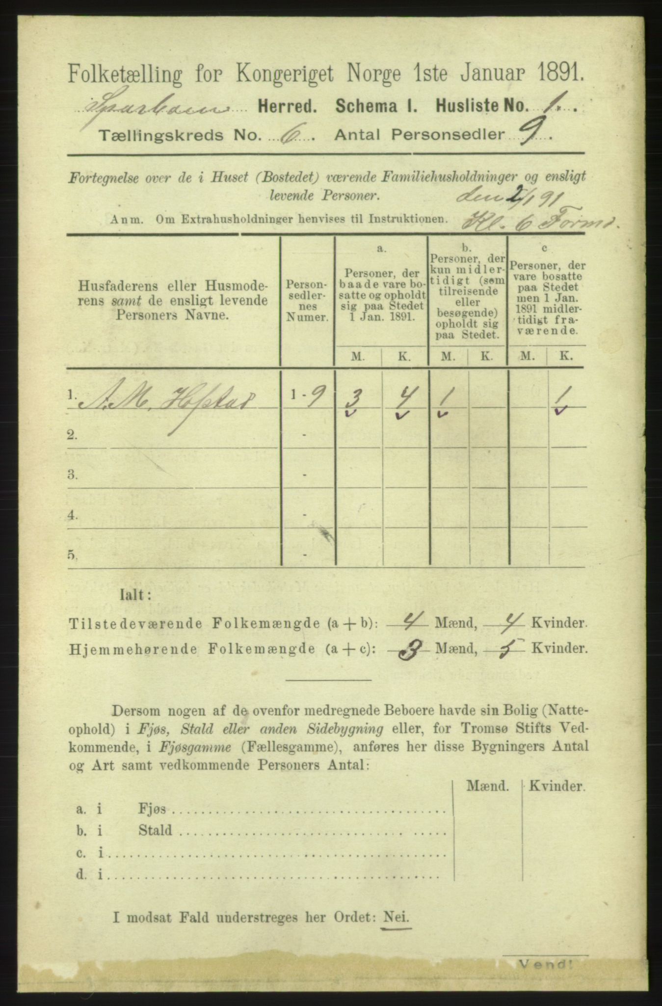 RA, Folketelling 1891 for 1731 Sparbu herred, 1891, s. 2121