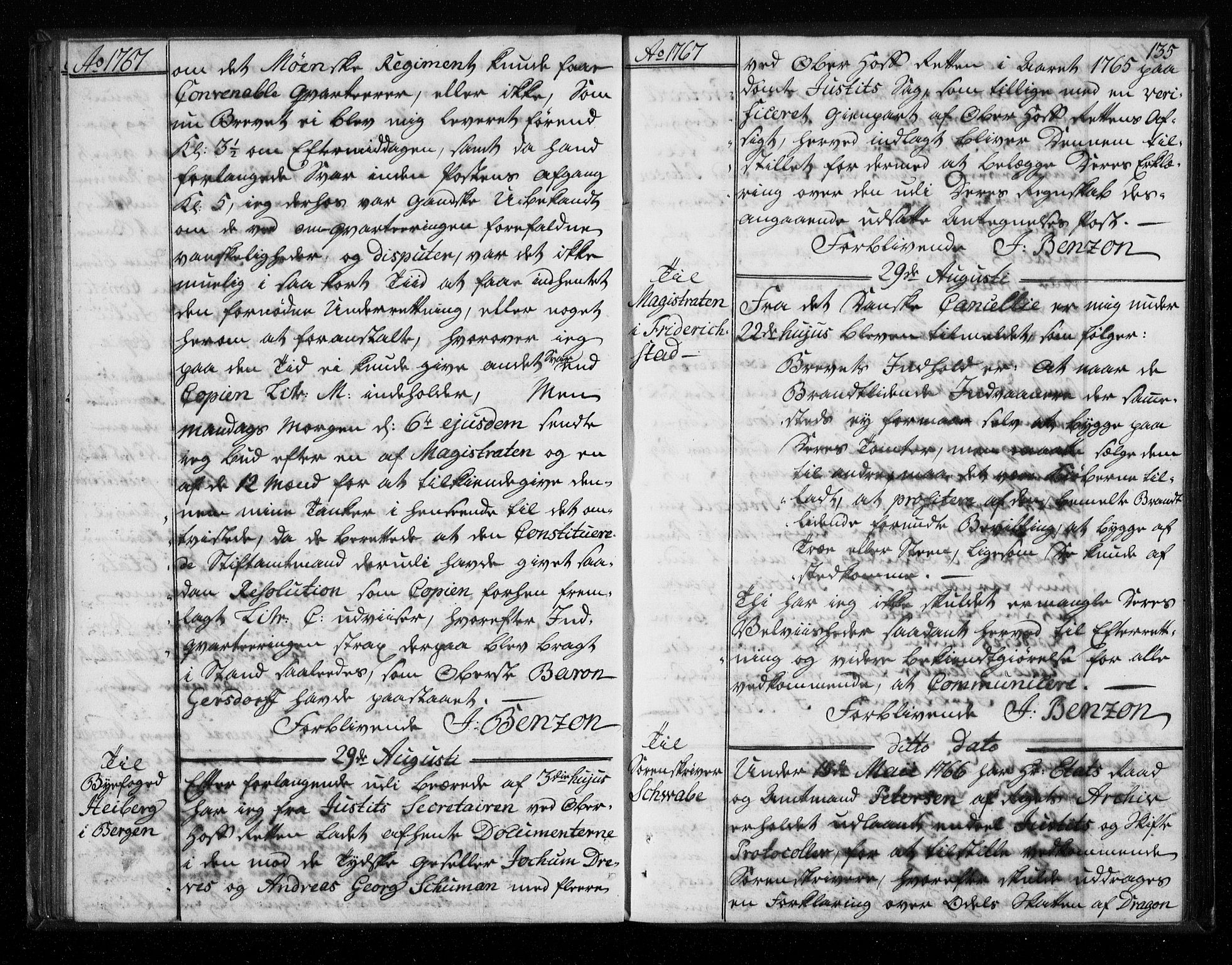 Stattholderembetet 1572-1771, RA/EA-2870/Bf/L0006: Stattholderprotokoll (allmenn kopibok), 1767-1768, s. 134b-135a